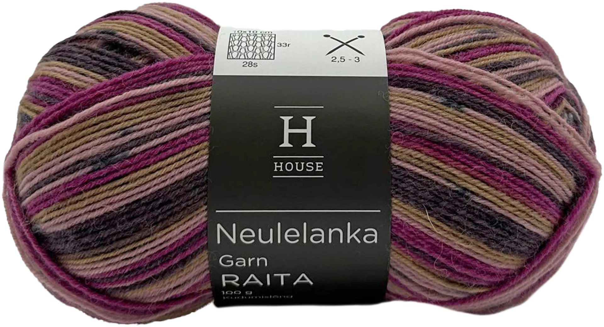 House sukkalanka Raita-kuvio 100 g Fuchsia/light pink/beige 82448