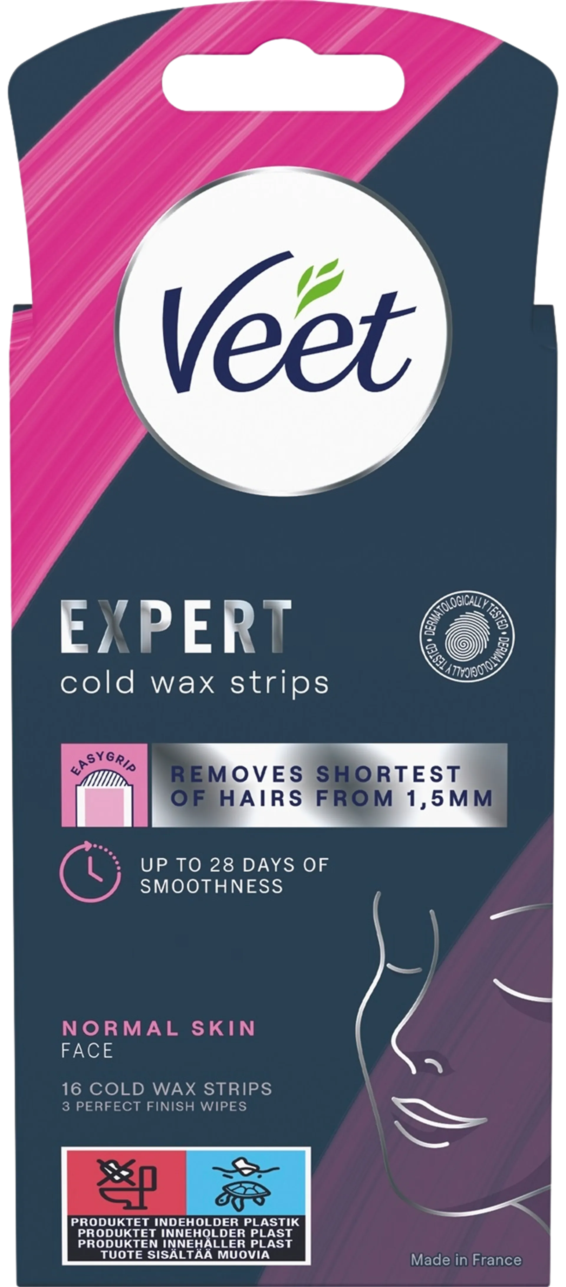 Veet Expert Cold Wax Strips face normal skin 16pcs