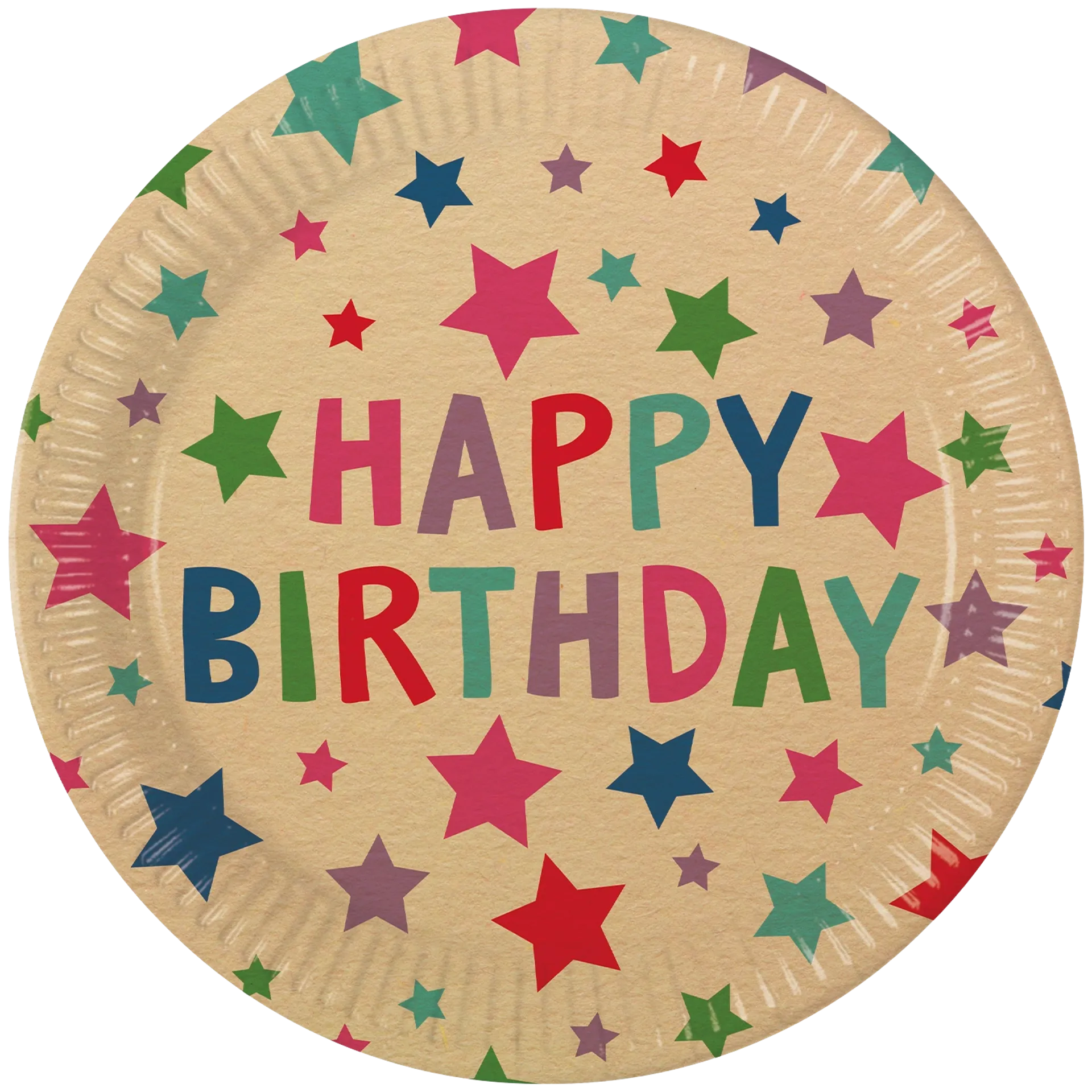 Kraft Happy Birthday with Stars FSC Kraft Paper Paperilautaset Next Generation Iso 23cm