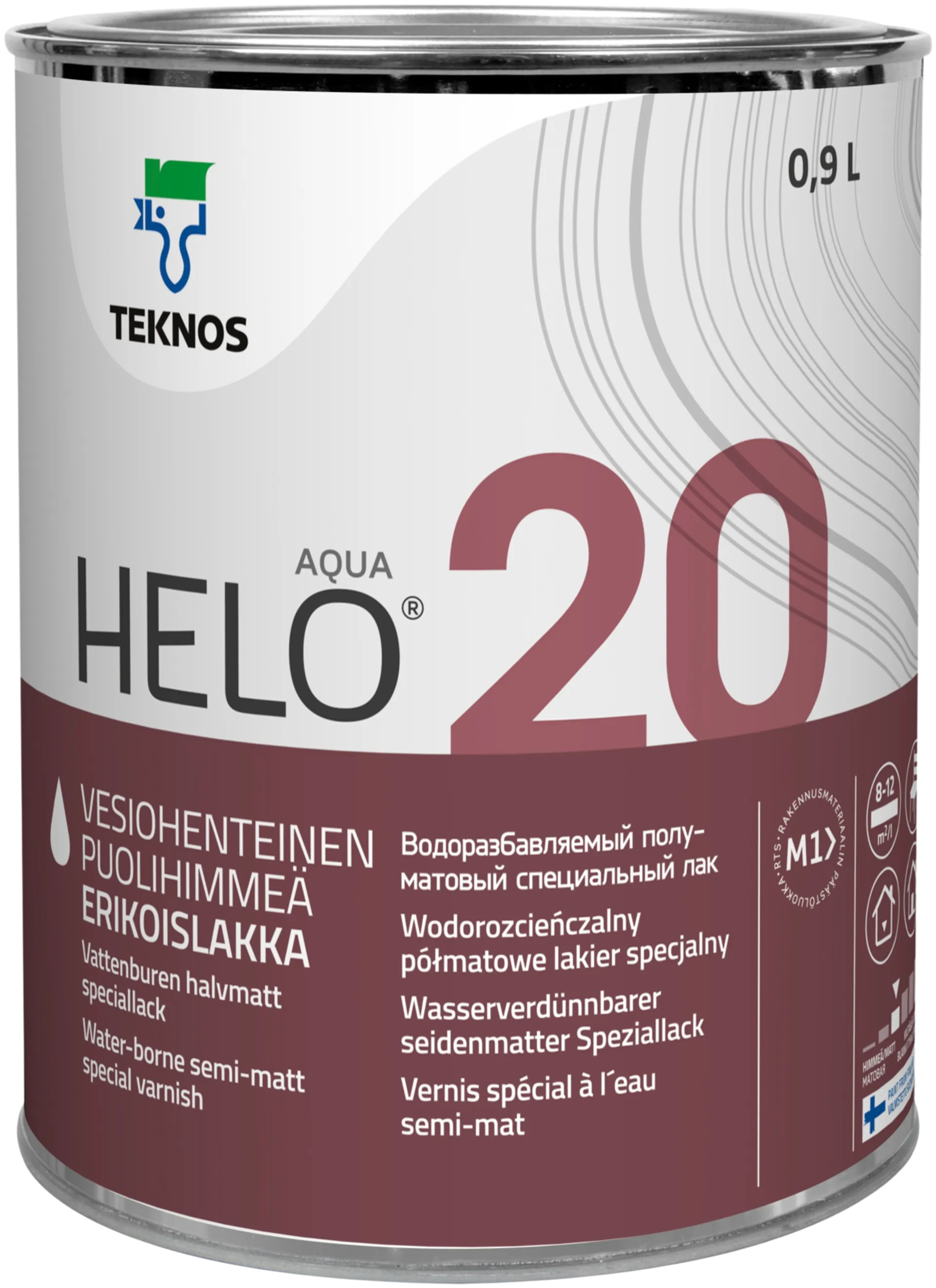 Teknos Helo Aqua 20 Erikoislakka 0,9L väritön sävytettävissä puolihimmeä