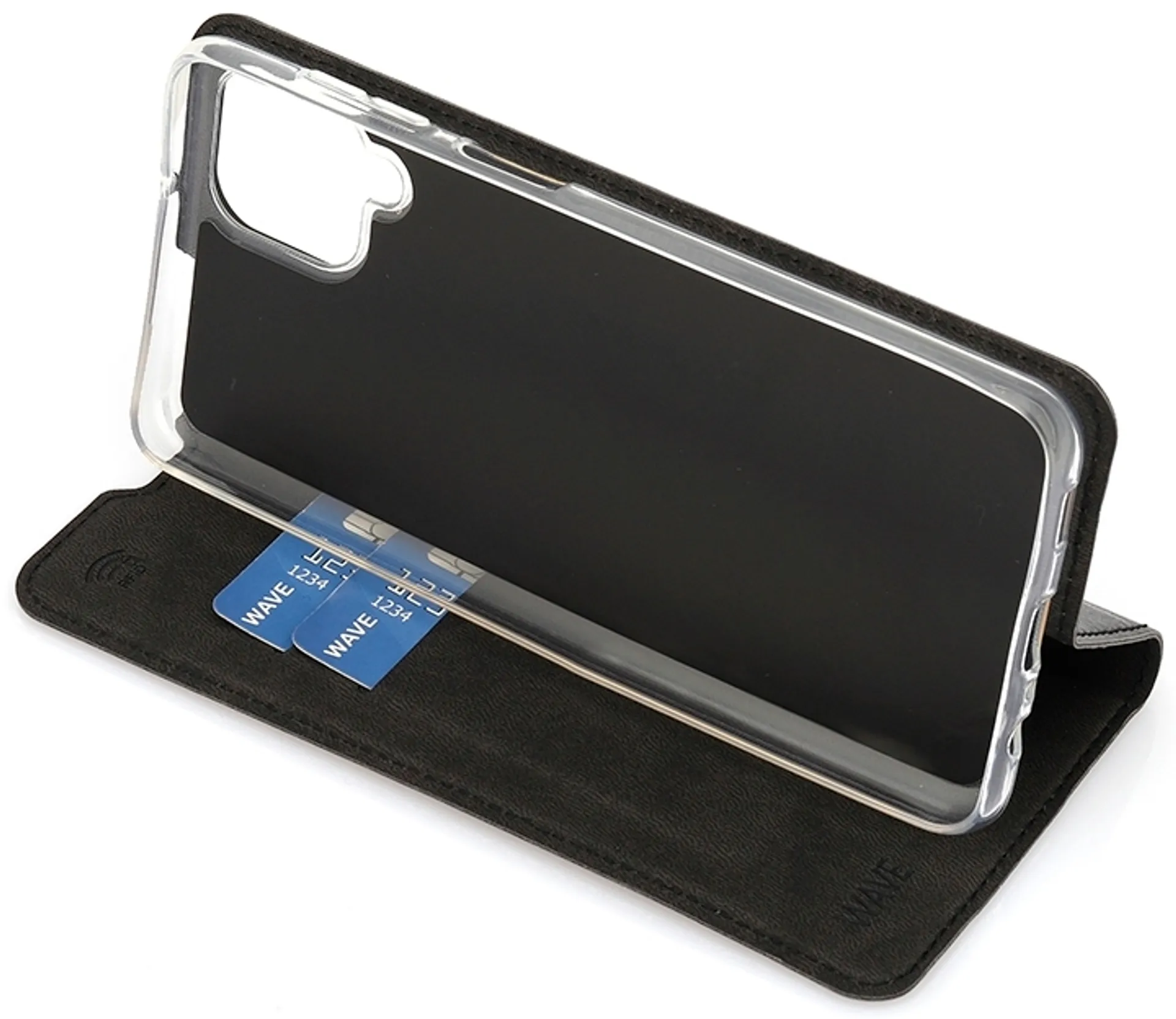 Wave Book Case, Samsung Galaxy A12, Musta - 5