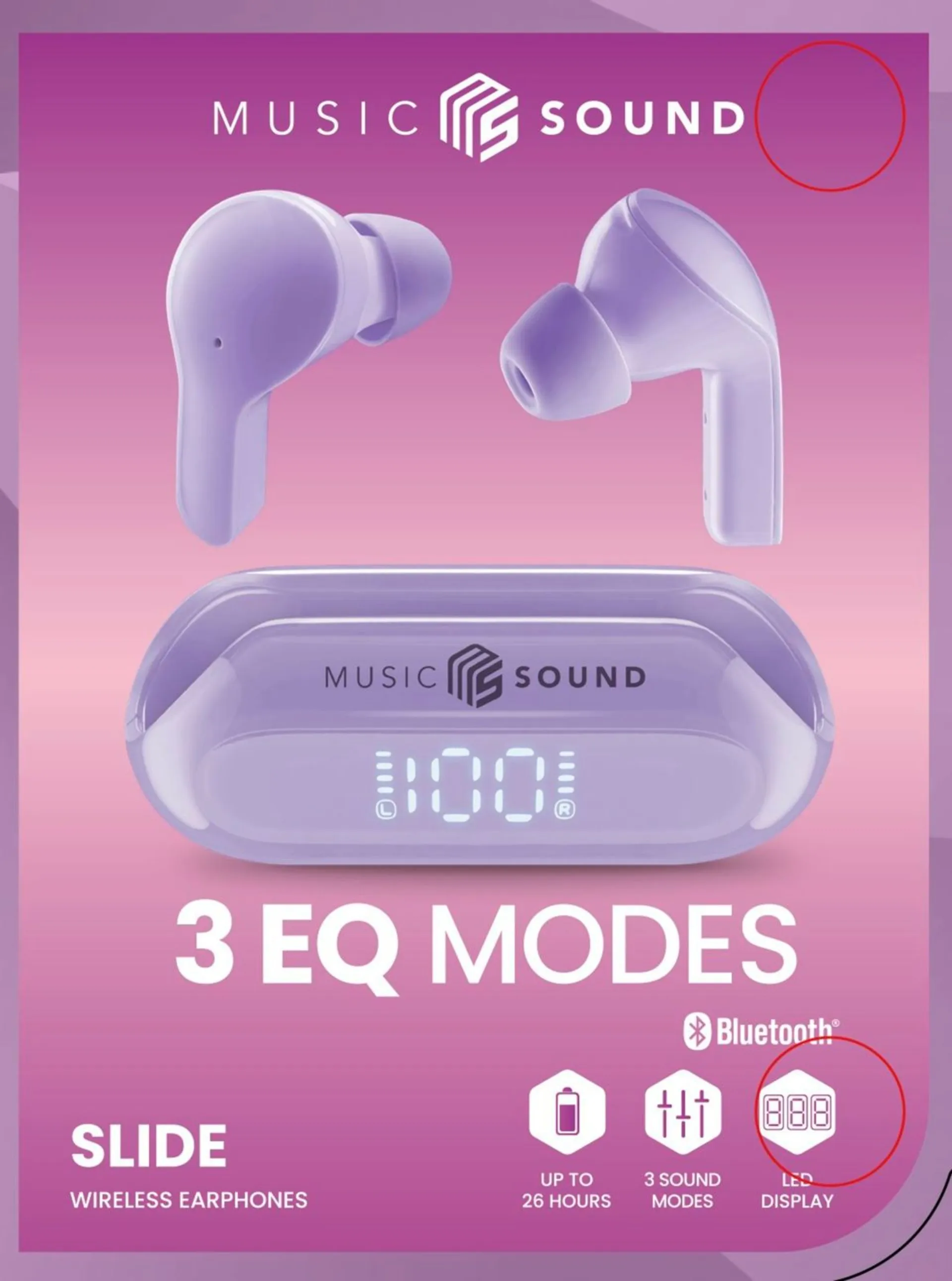 MusicSound Slide Bluetooth nappikuulokkeet, violetti - 2