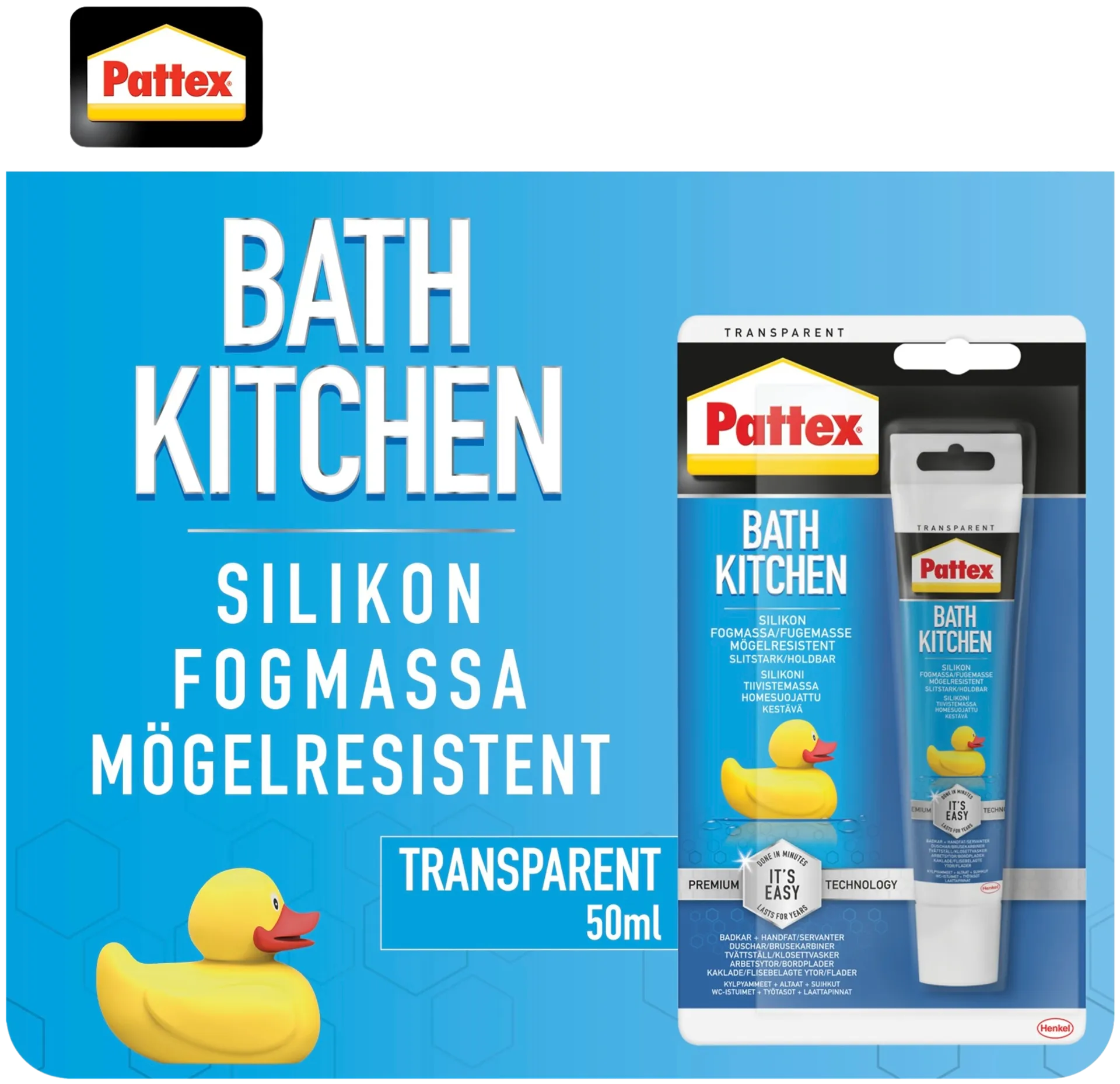 Pattex silikonimassa 50ml tuubi Bath&Kitchen transparent - 2