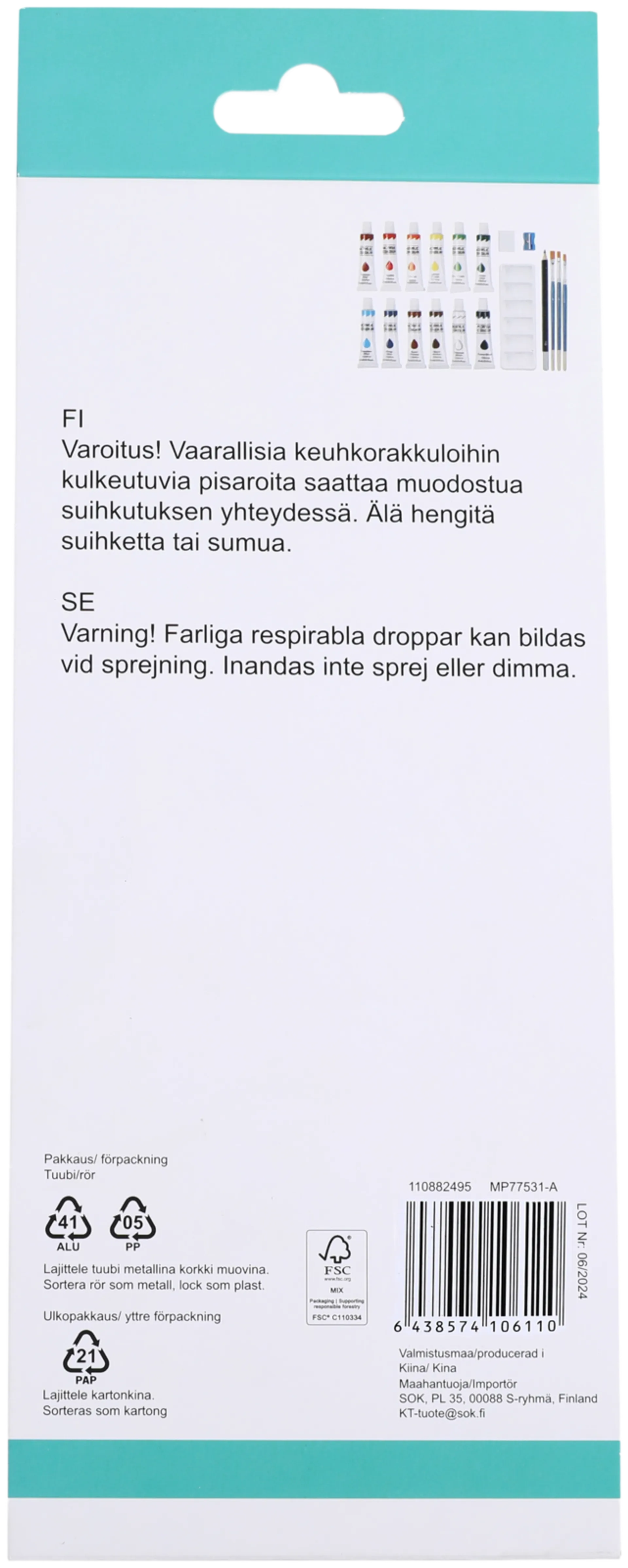 Akryylivärisetti 19 osaa - 2