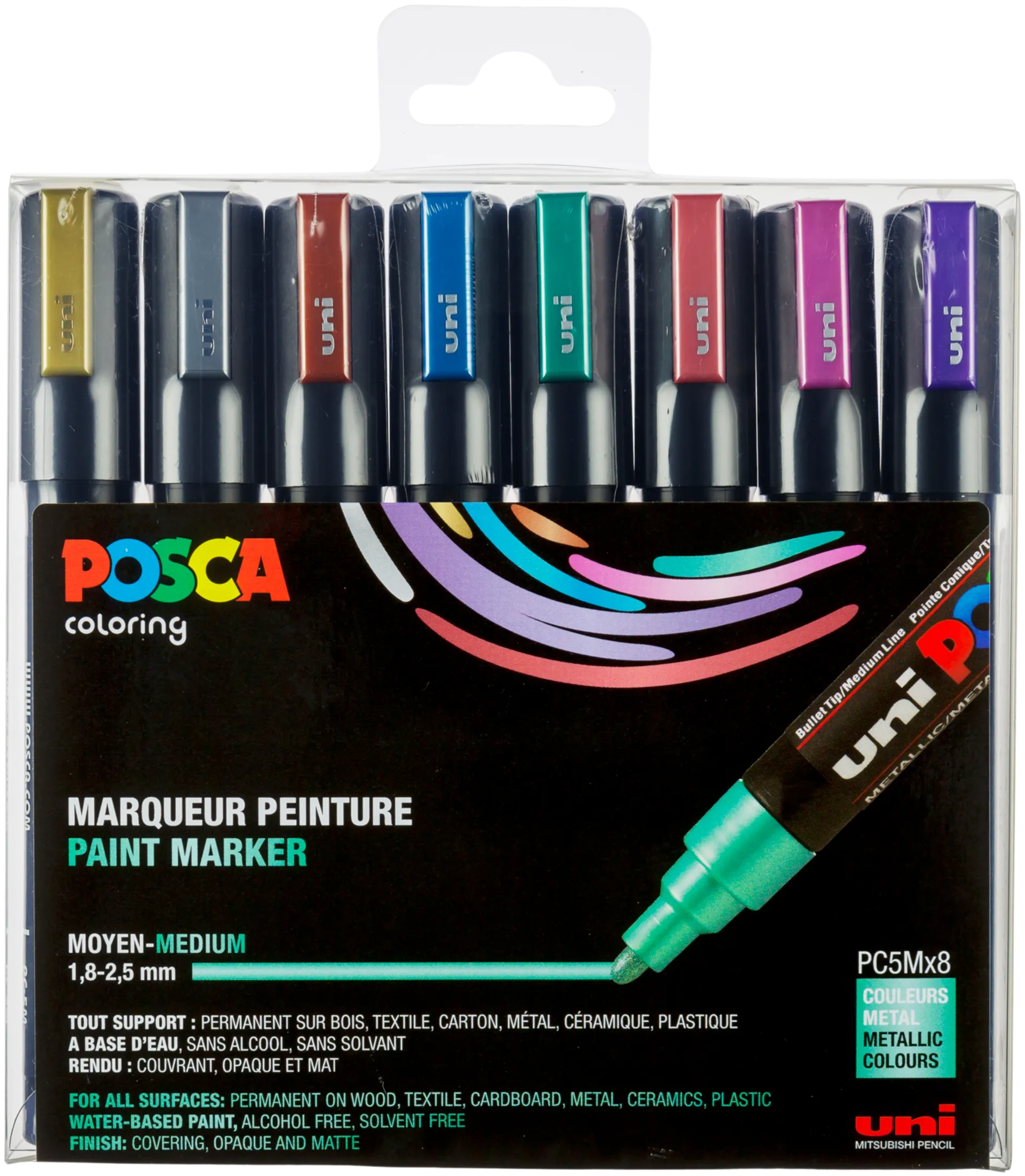 POSCA Marker 8kpl PC-5M 1,8-2,5mm metal