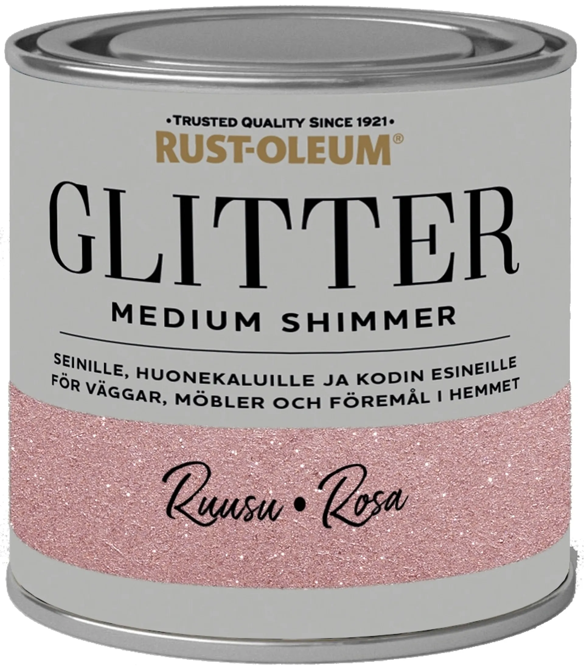 Rust-Oleum 250ml glitter-seinämaali vesiohenteinen ruusukulta