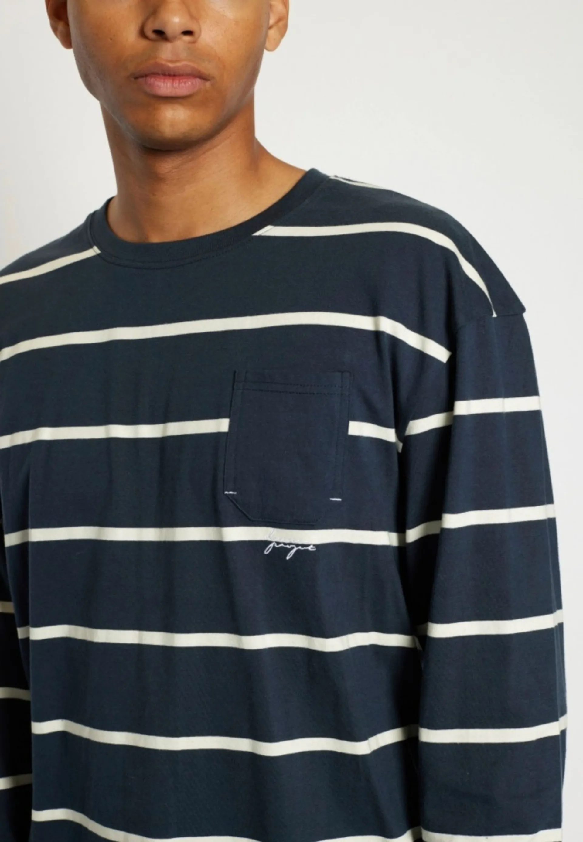 Denim Project miesten trikoopaita DPStripe Pocket - Blue stripe - 3