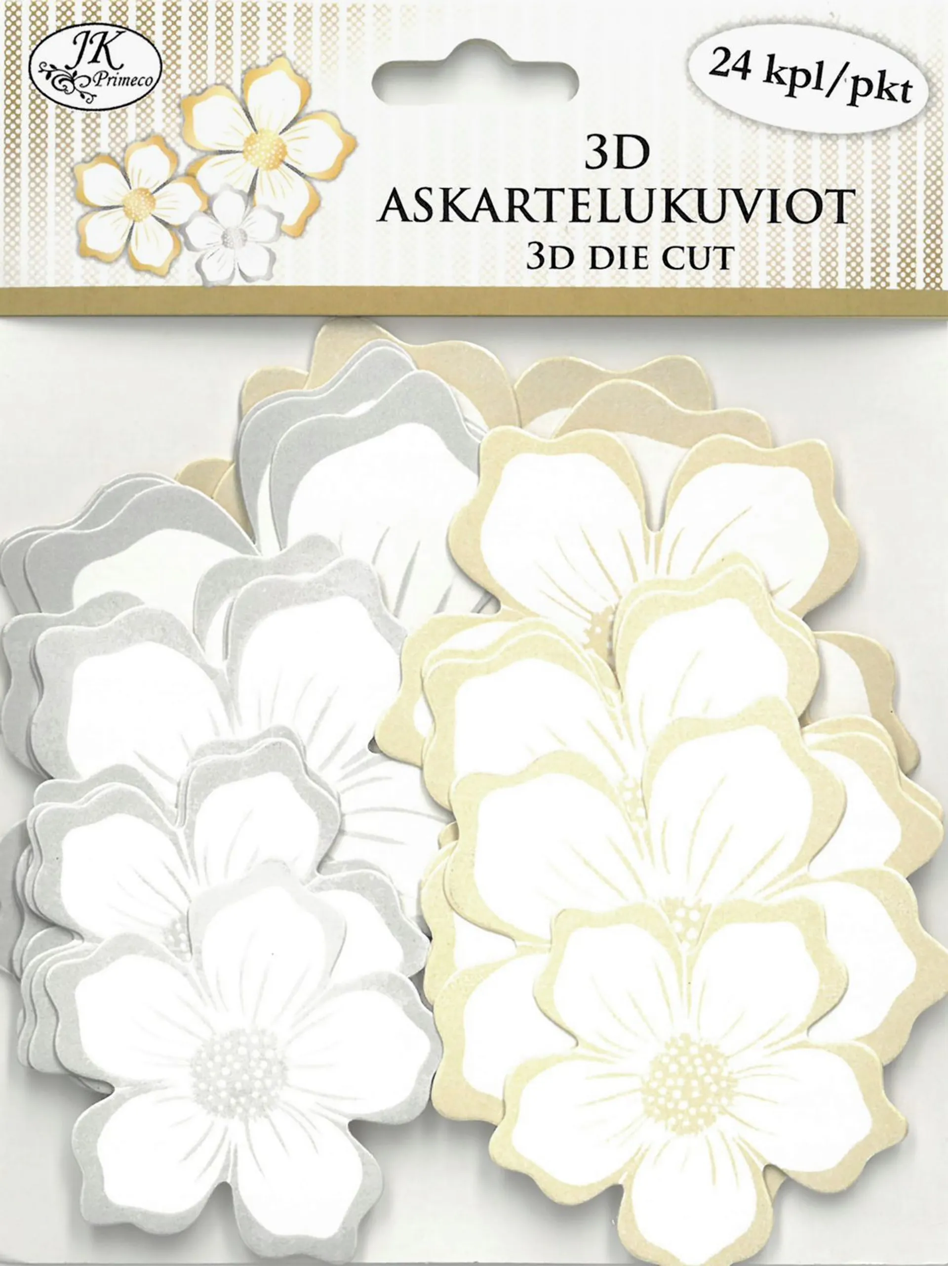 J.K. Primeco 3D askartelukuviot kukka valkoinen 24kpl/pkt - 1