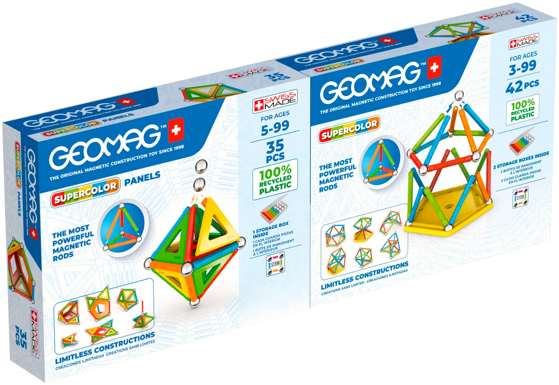 Geomag Supercolor -Tuplapakkaus 77 Osaa - 1