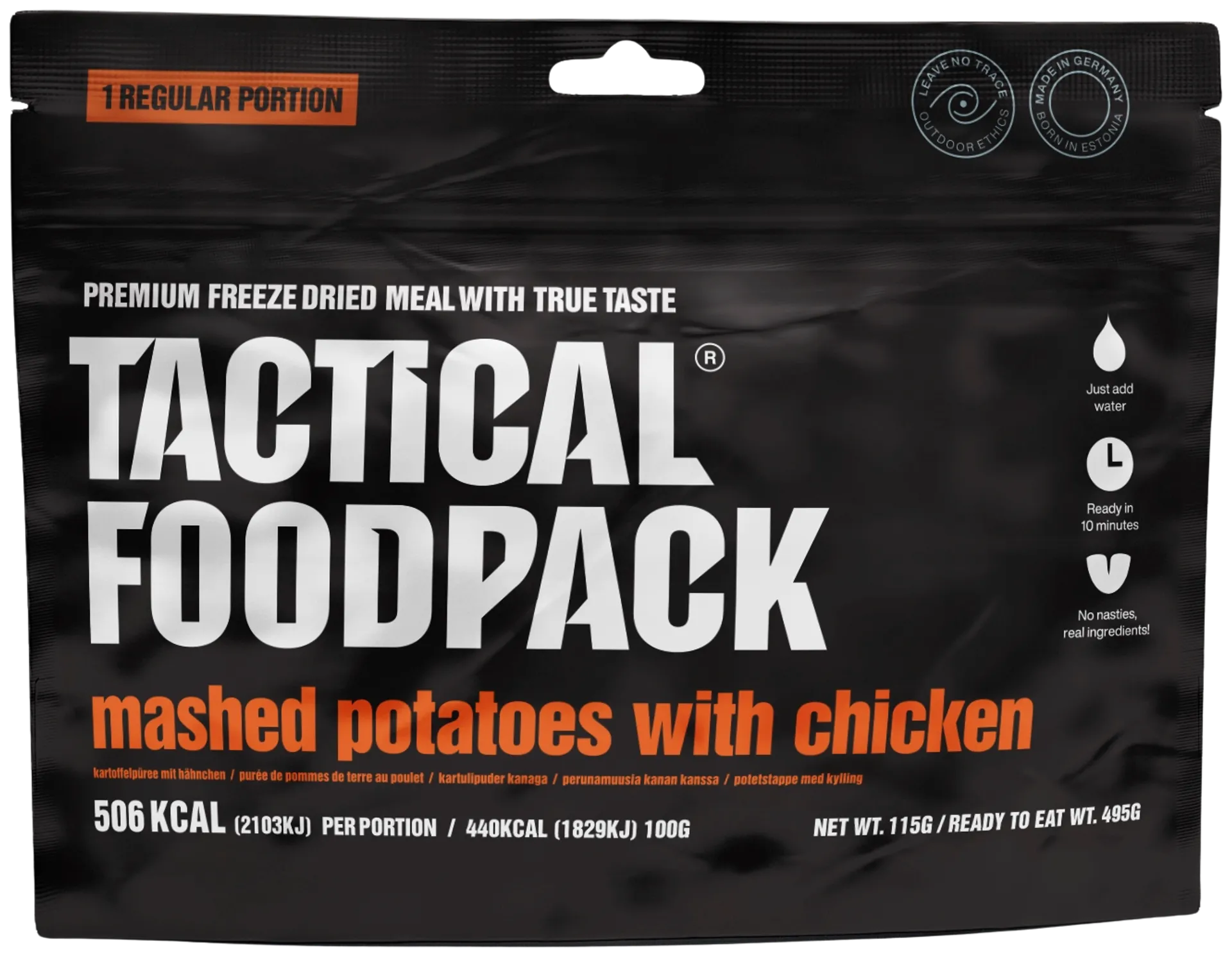 Tactical Foodpack perunamuusia kanan kanssa