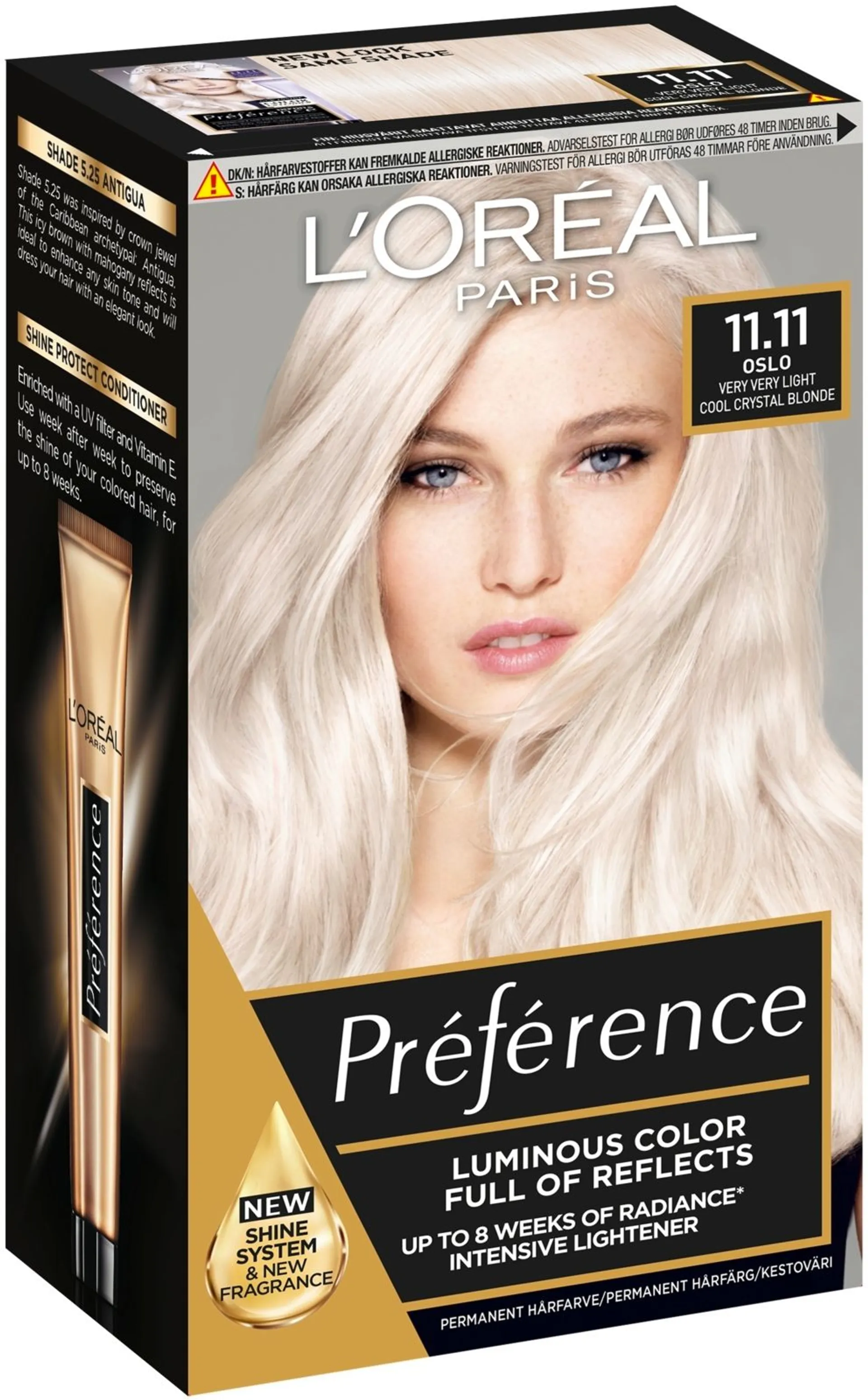 L'Oréal Paris Préférence Le Blonding 11.11 Ultra Light Extra Light Cool Silver Blonde Erittäin kirkas viileä hopeanvaalea kestoväri 1kpl - 1