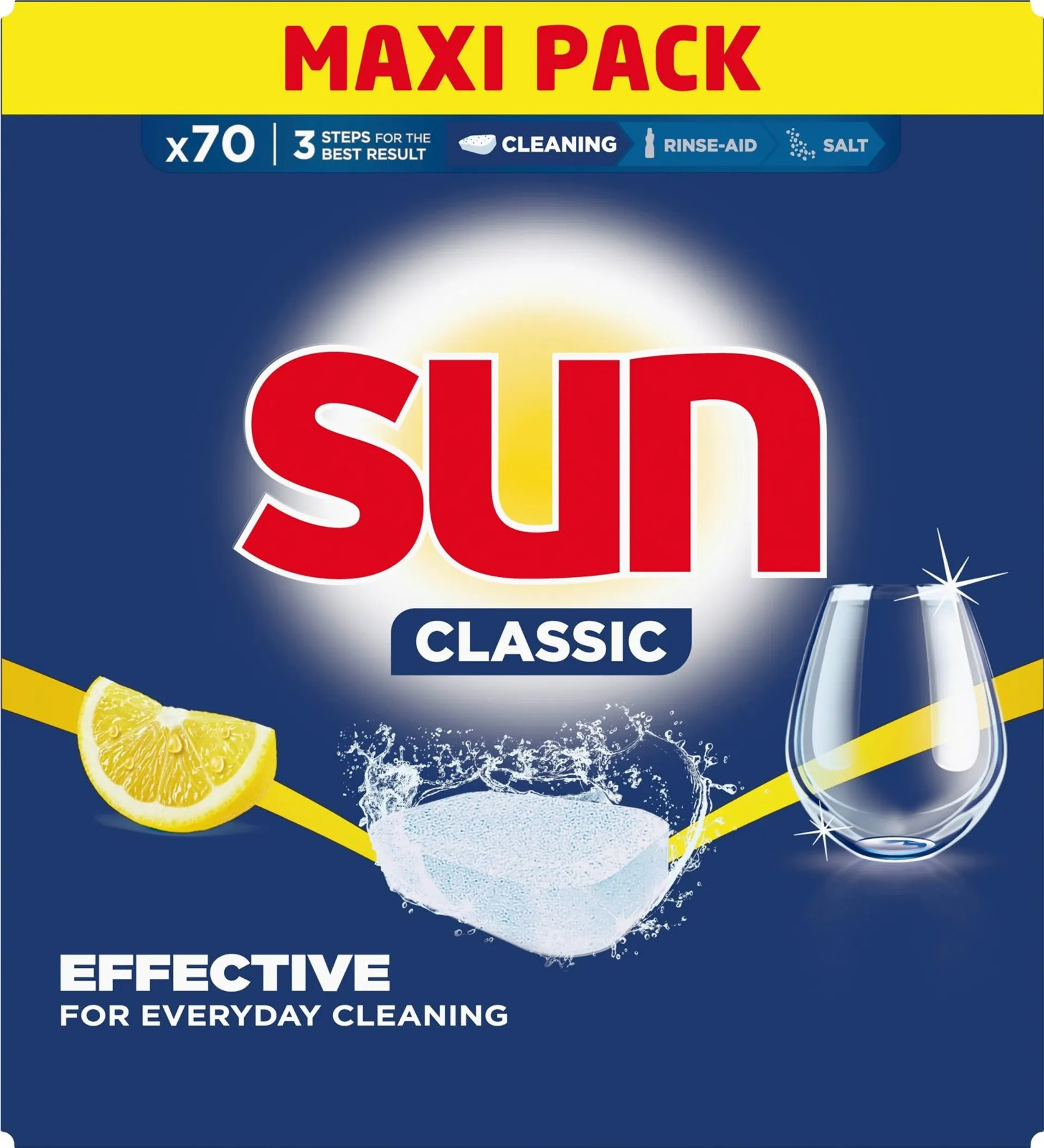 Sun Classic Lemon Konetiskitabletti Ympäristömerkki 70 kpl 70 pesua