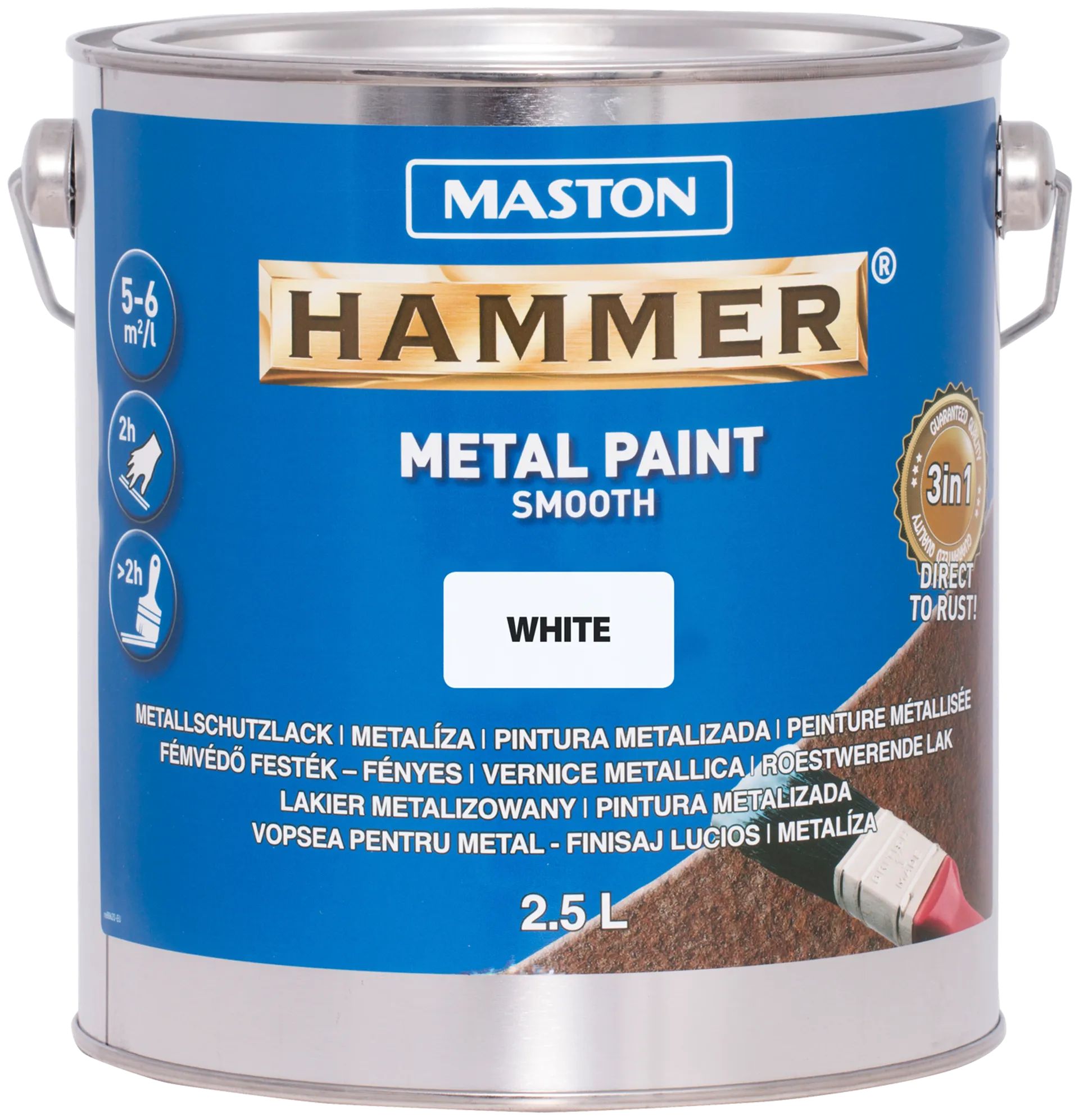 Maston metallimaali Hammer Sileä valkoinen 2,5 l - 1