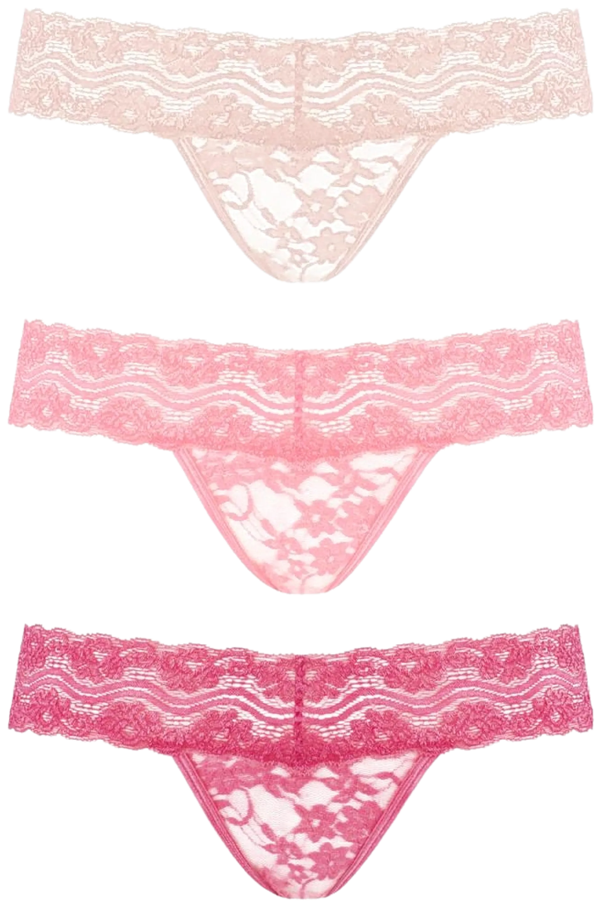 Rose stringit 3 kpl pakkaus S/M - Pinkki, Punainen, Vaaleanpun - 1