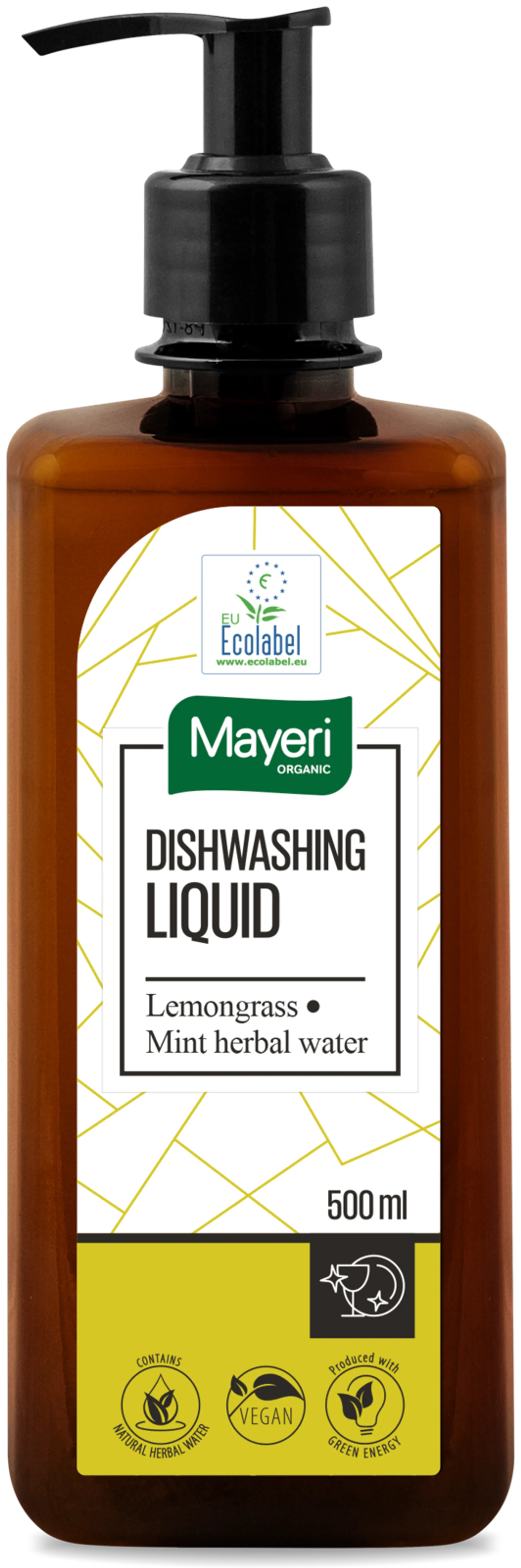 Mayeri Organic astianpesuaine Sitruunaruoho - Minttu yrttivesi 500 ml pumppupullo