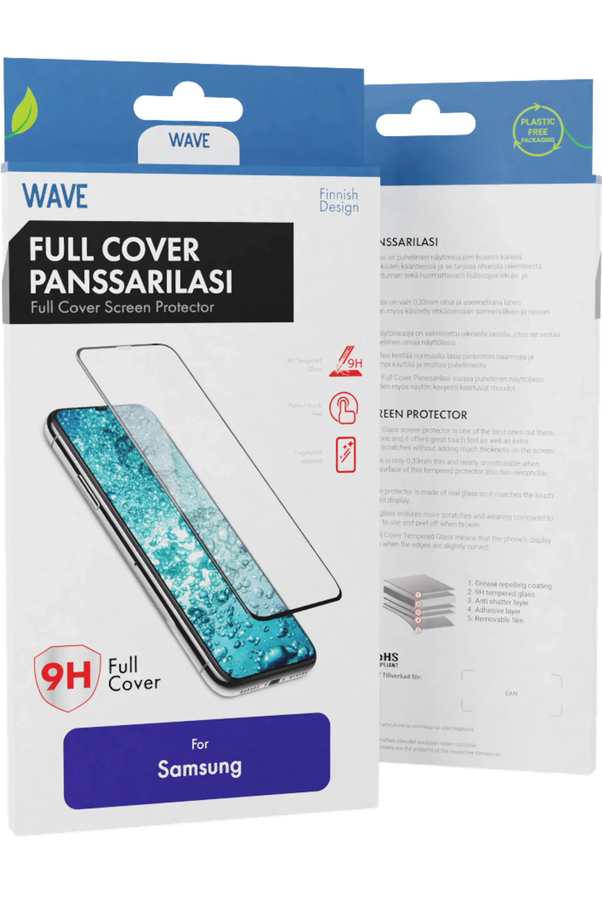 Wave Full Cover Panssarilasi, Samsung Galaxy A13 4G, Musta Kehys