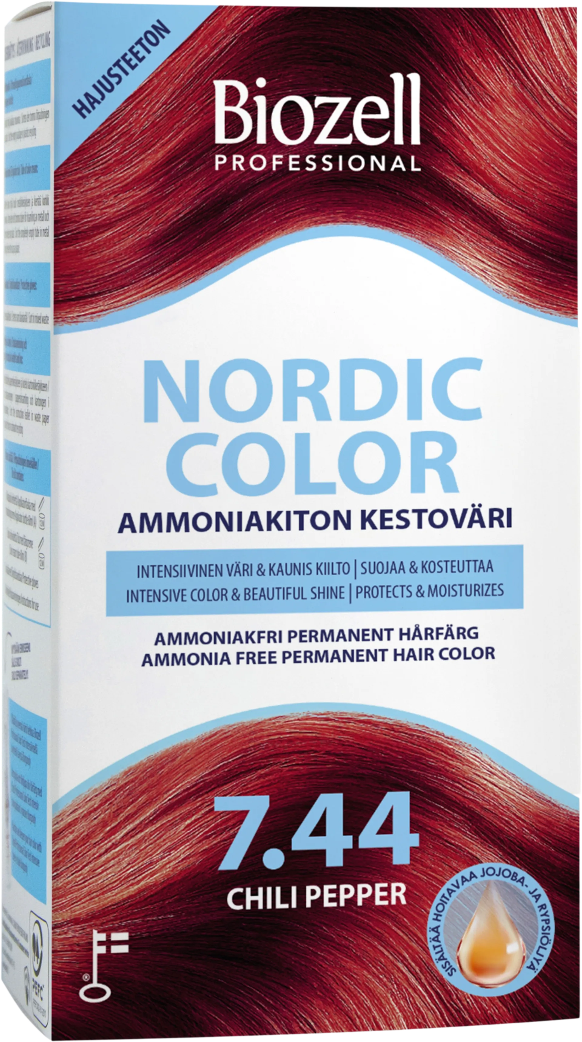 Biozell Professional Nordic Color ammoniakiton kestoväri Chili Pepper 7.44 2x60ml