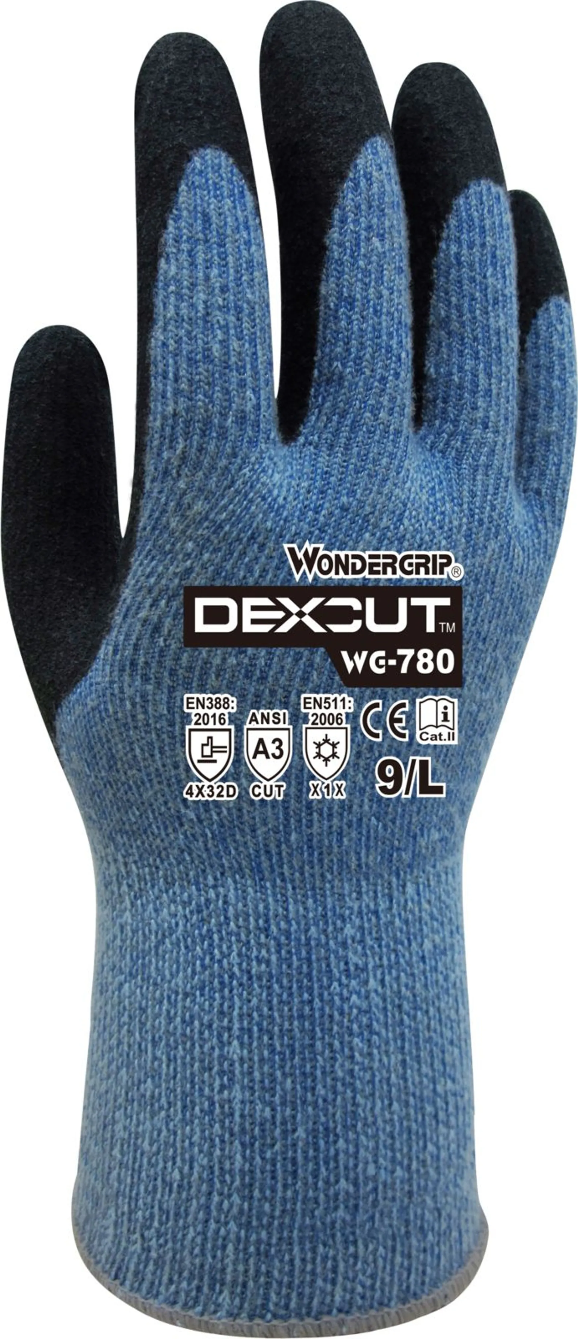 Wonder Grip Dexcut Winter 780 koko XL latexpinnoitettu vuorillinen viiltokäsine lk D