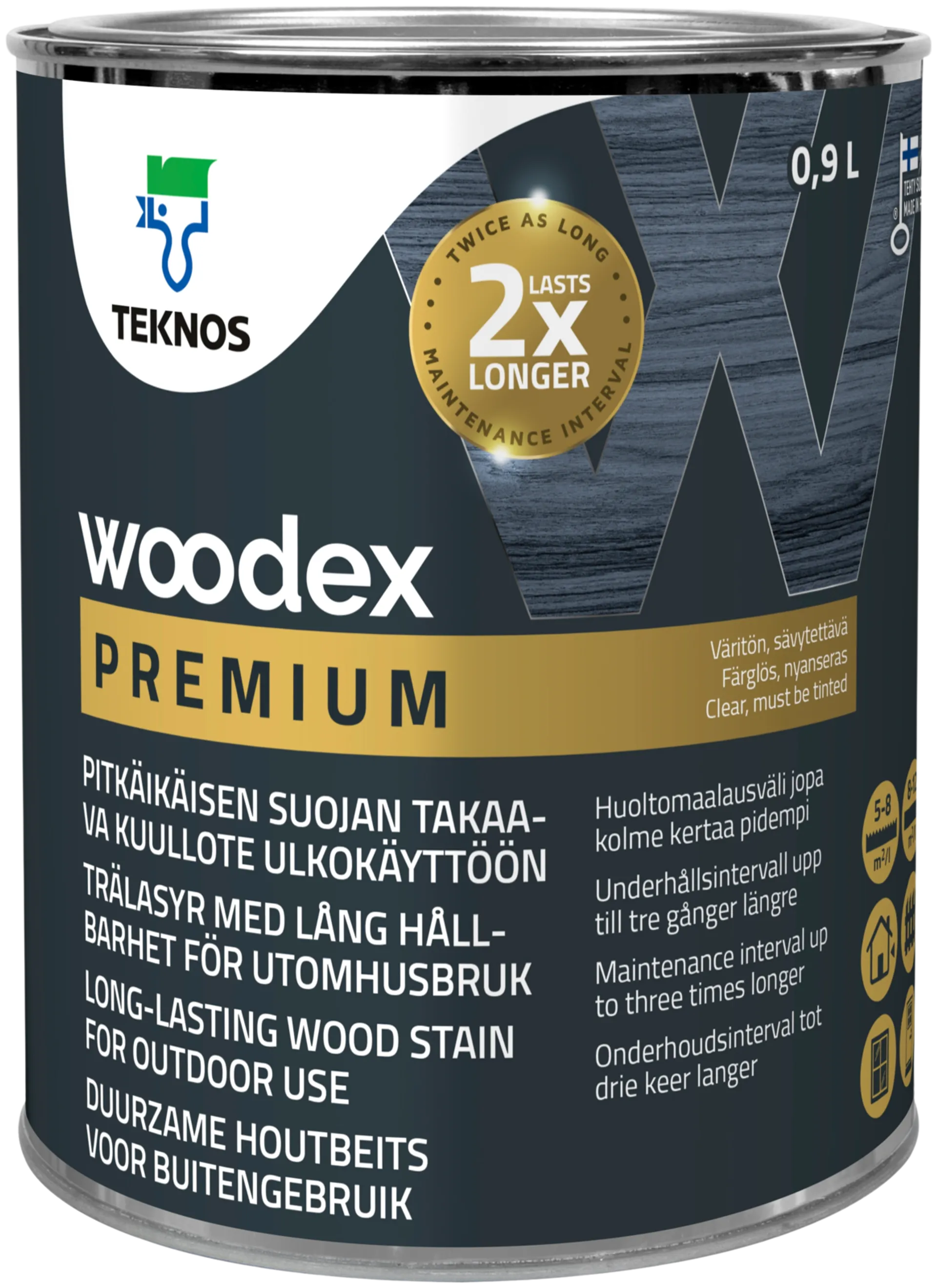 Teknos kuullote Woodex Premium 0,9 l sävytettävä väritön