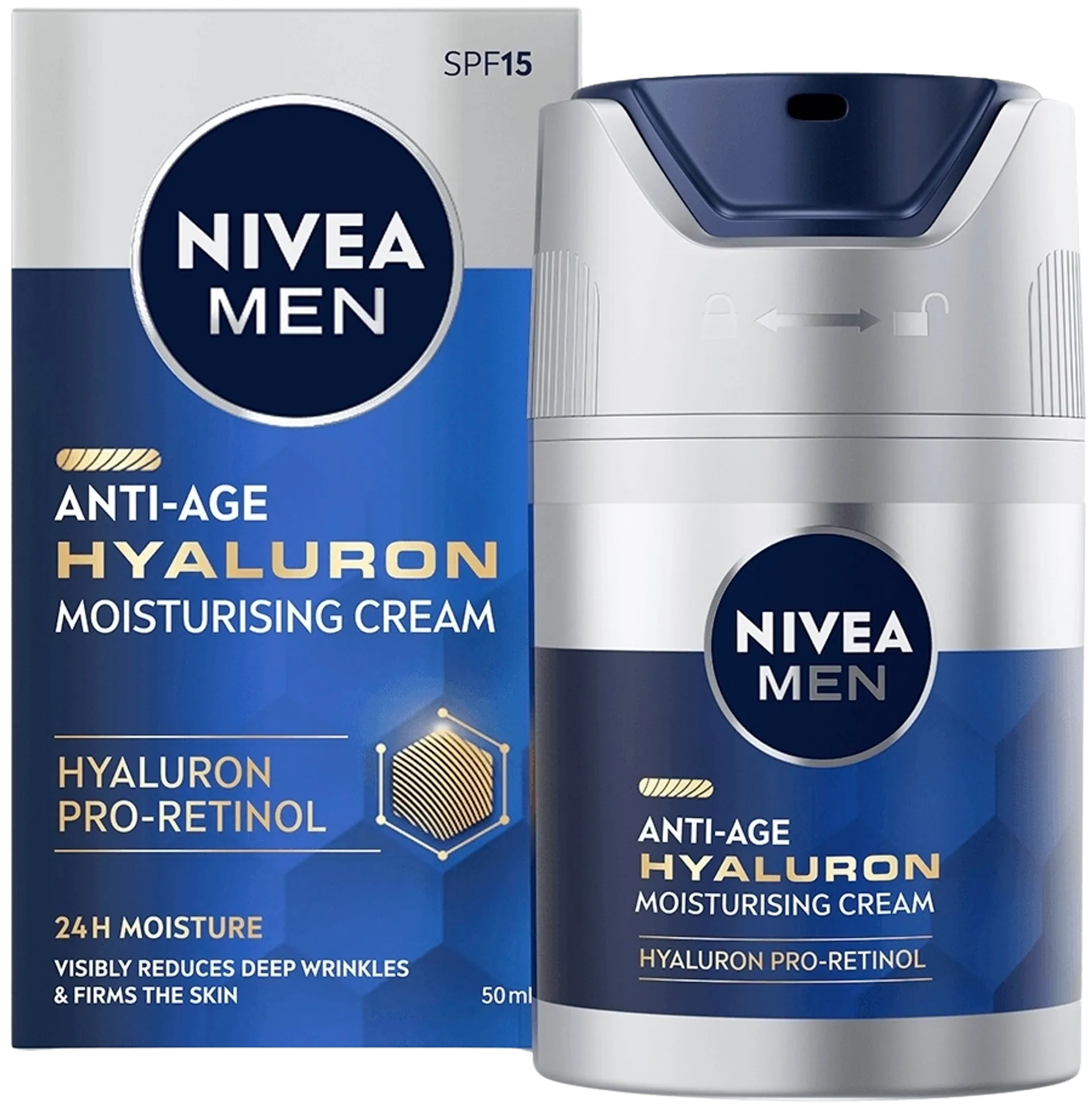 NIVEA MEN 50ml Anti-Age Hyaluron Face Moisturising Cream SPF15 -kasvovoide - 3