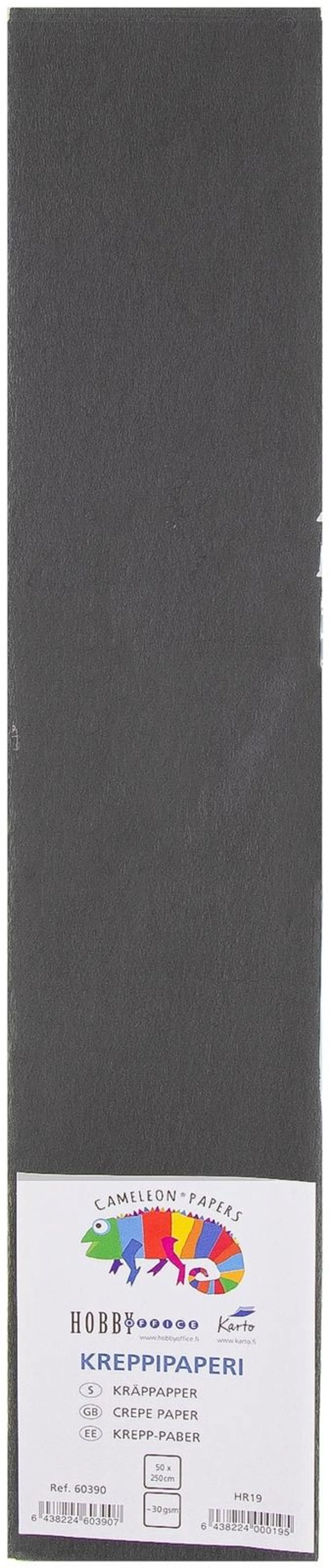 Karto kreppipaperi musta 50cmx2,5m 30gsm