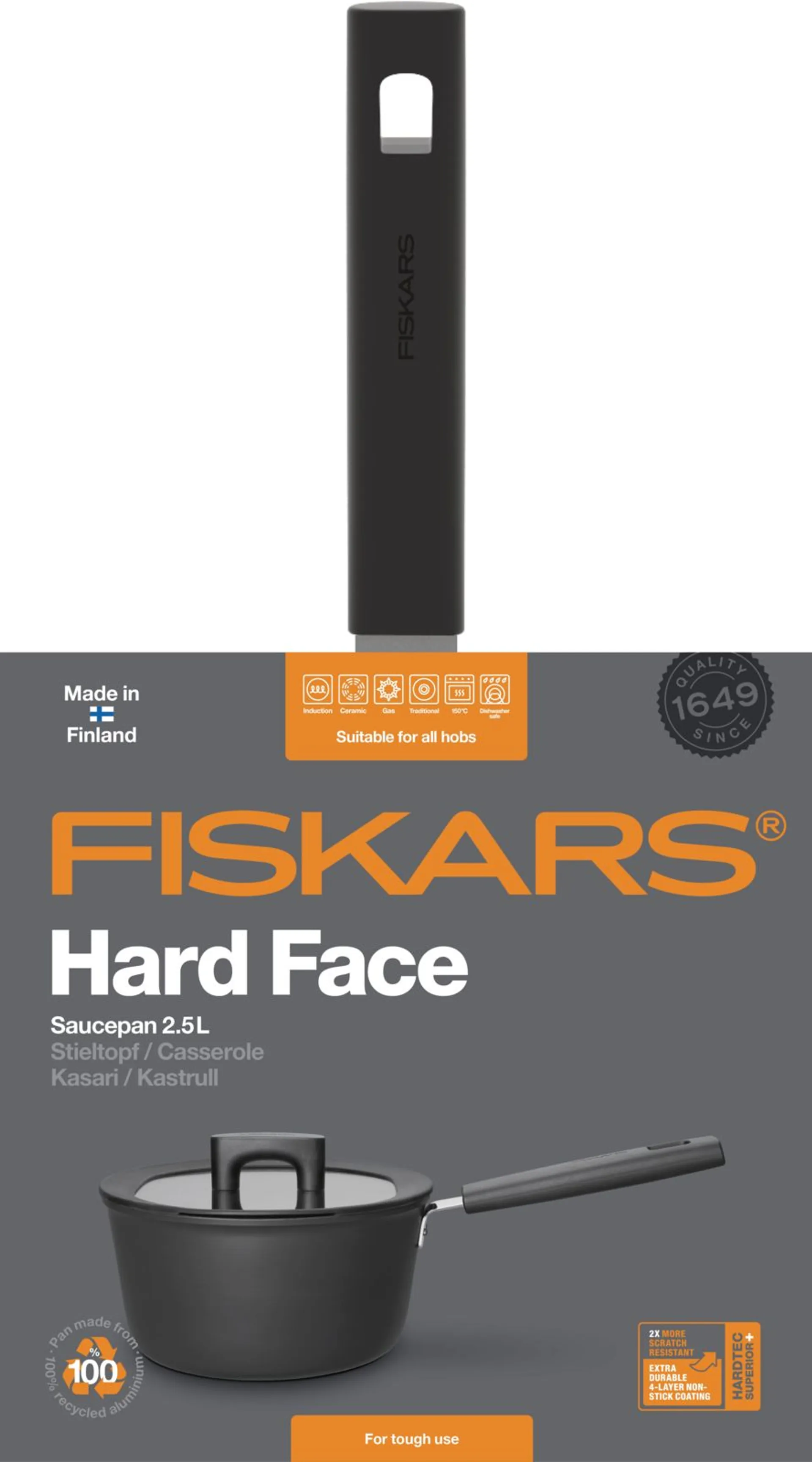 Fiskars Hard Face 2,5L kasari kannella - 2