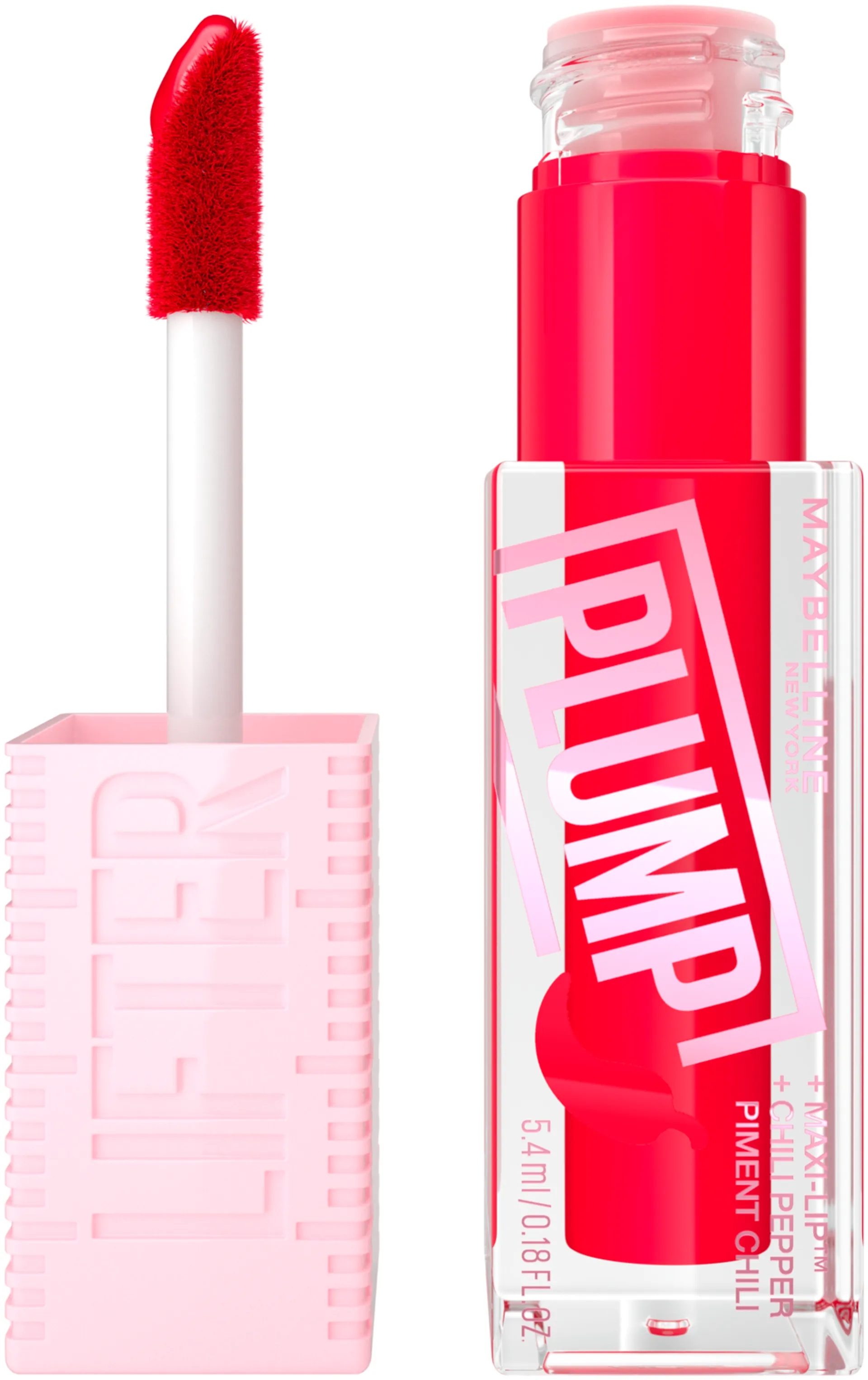 Maybelline New York Lifter Plump 004 Red Flag  huulikiilto 5,4ml - 004 Red Flag - 1