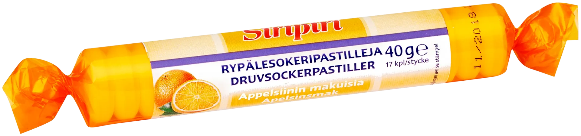 Siripiri rypälesokeripastilli appelsiini 17kpl