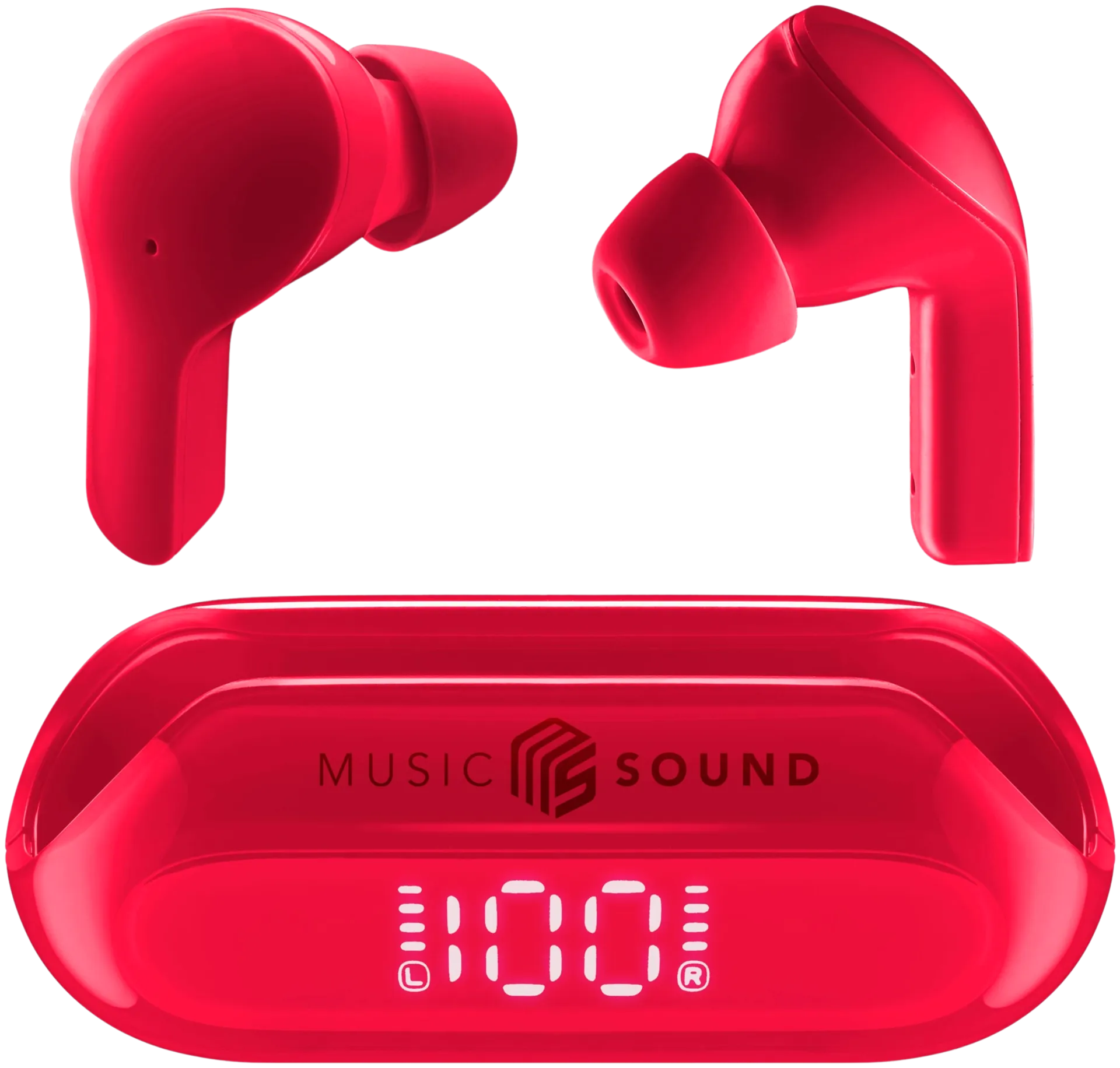 MusicSound Slide Bluetooth nappikuulokkeet, punainen - 1