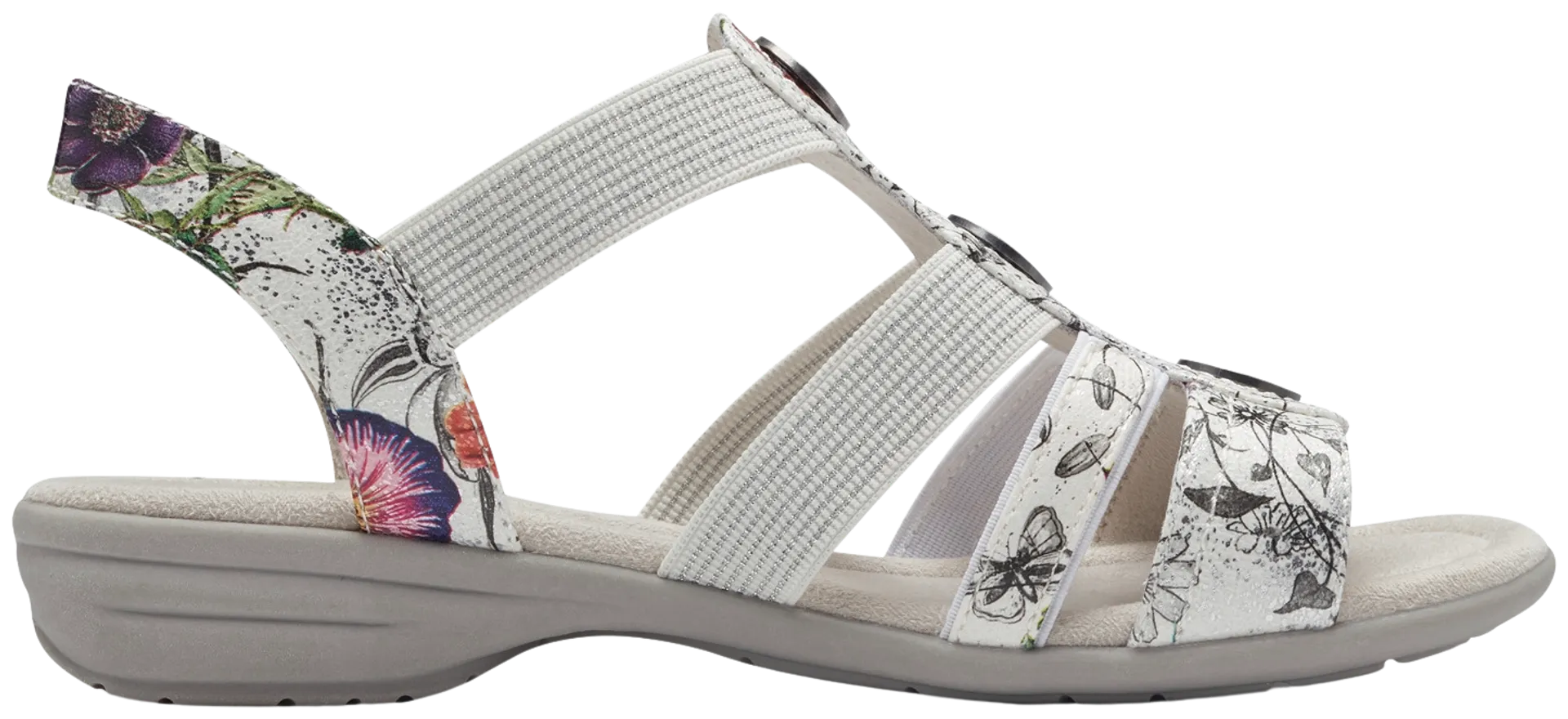 Jana naisten leveälestinen sandaali 28165 - White/flower - 3