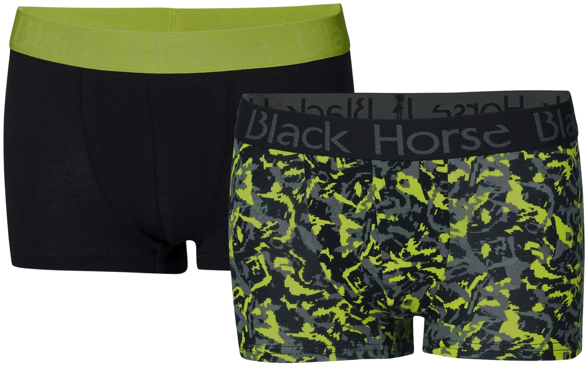 Black Horse lasten bokserit 2-pack J026 - Jet Black + Happy Lime