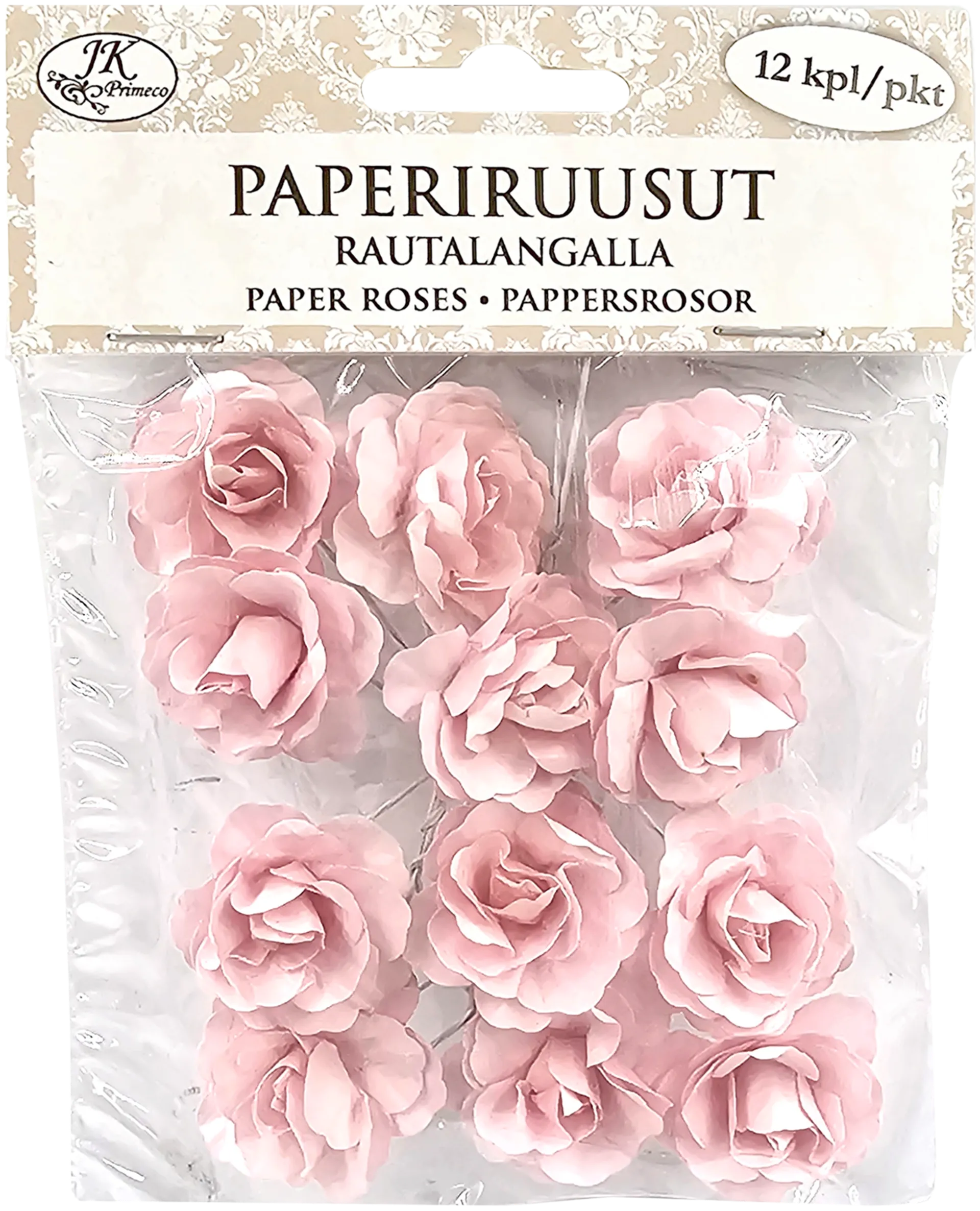 J.K. Primeco Paperiruusut iso vanha rosa 12kpl