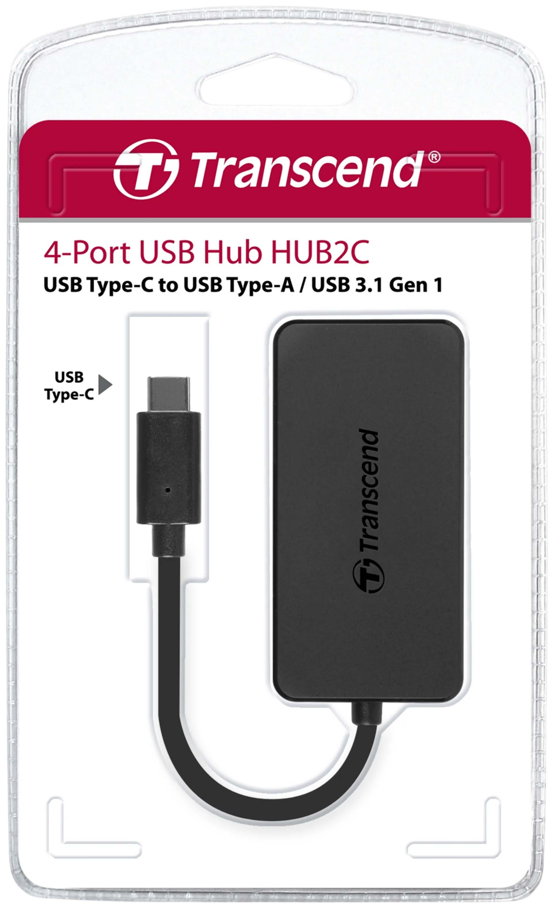 Transcend TS-HUB2C USB jakaja, eli USB hubi. 1xUSB TYPE-C to 4xUSB-A HUB - 4