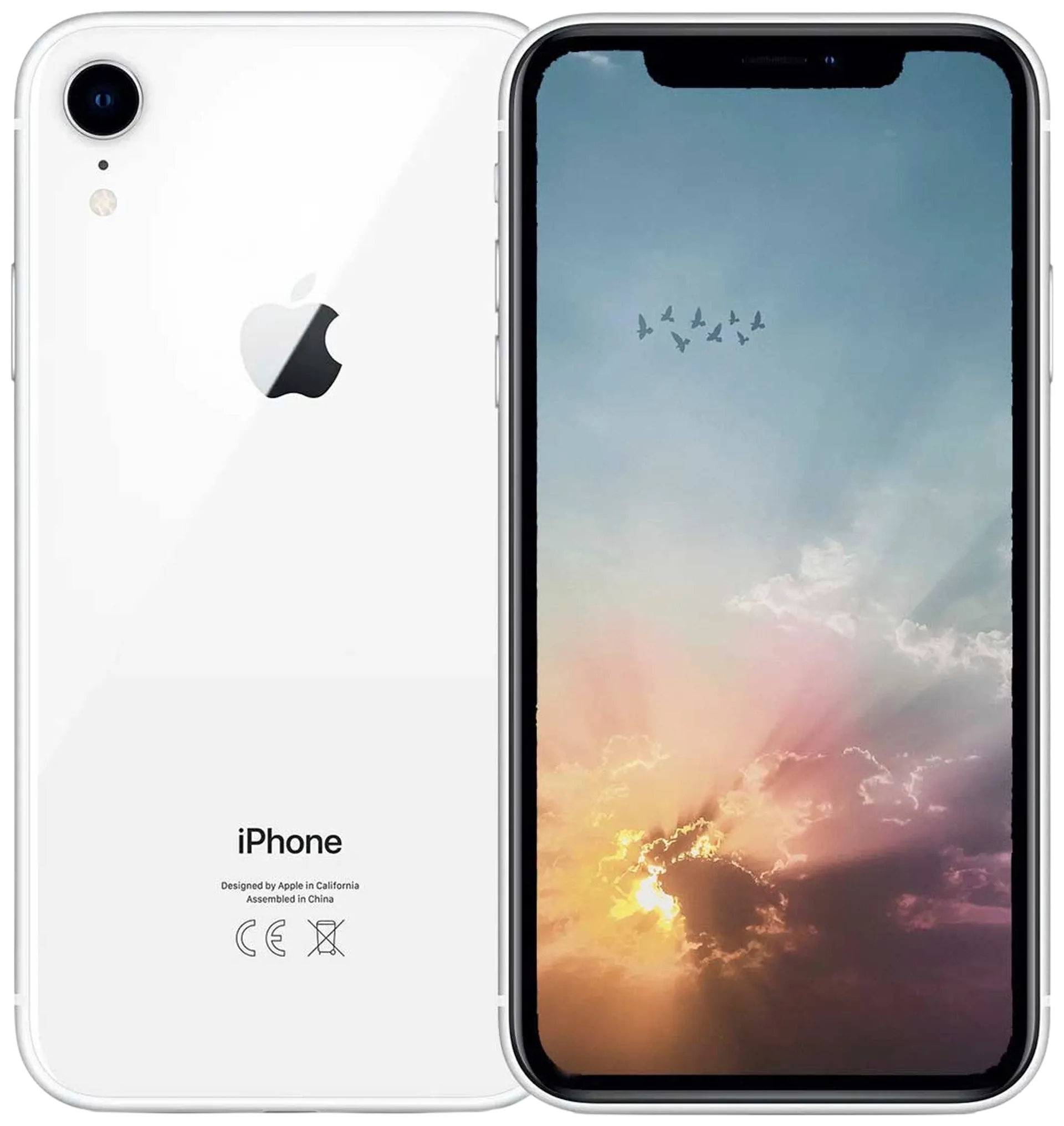 Apple iPhone XR 64GB älypuhelin White, tehdashuollettu, käytetty puhelin