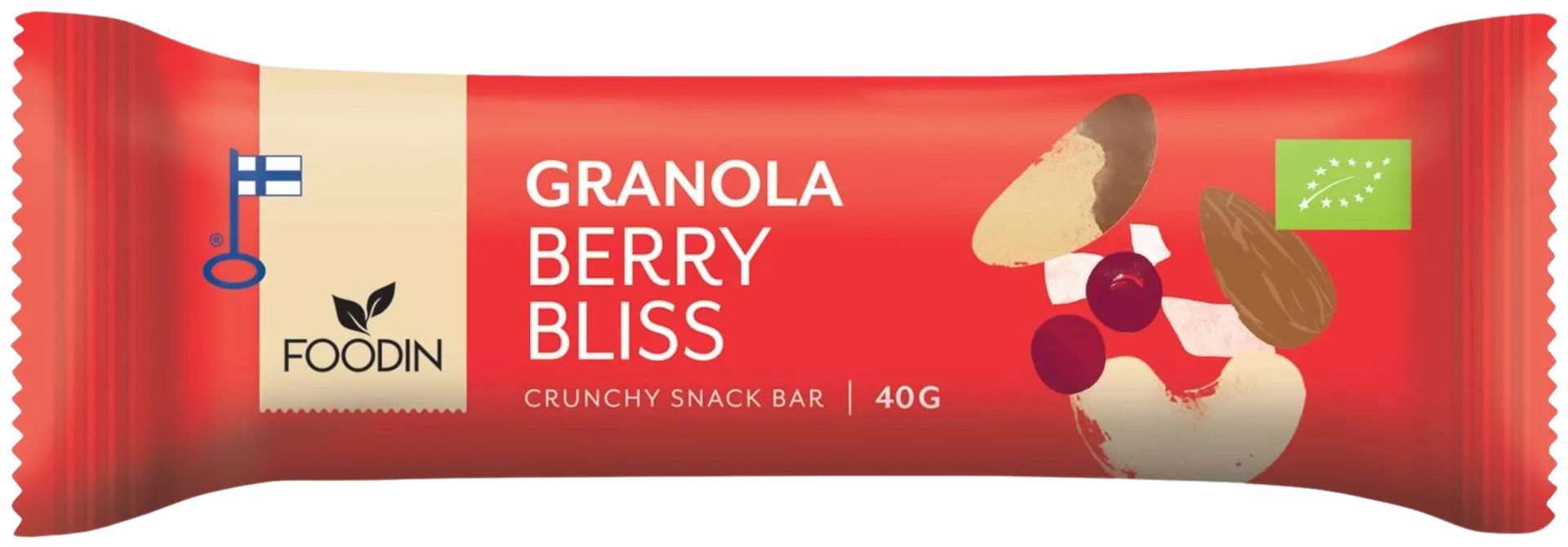 Foodin Granola bar Berry Bliss, luomu, 40g