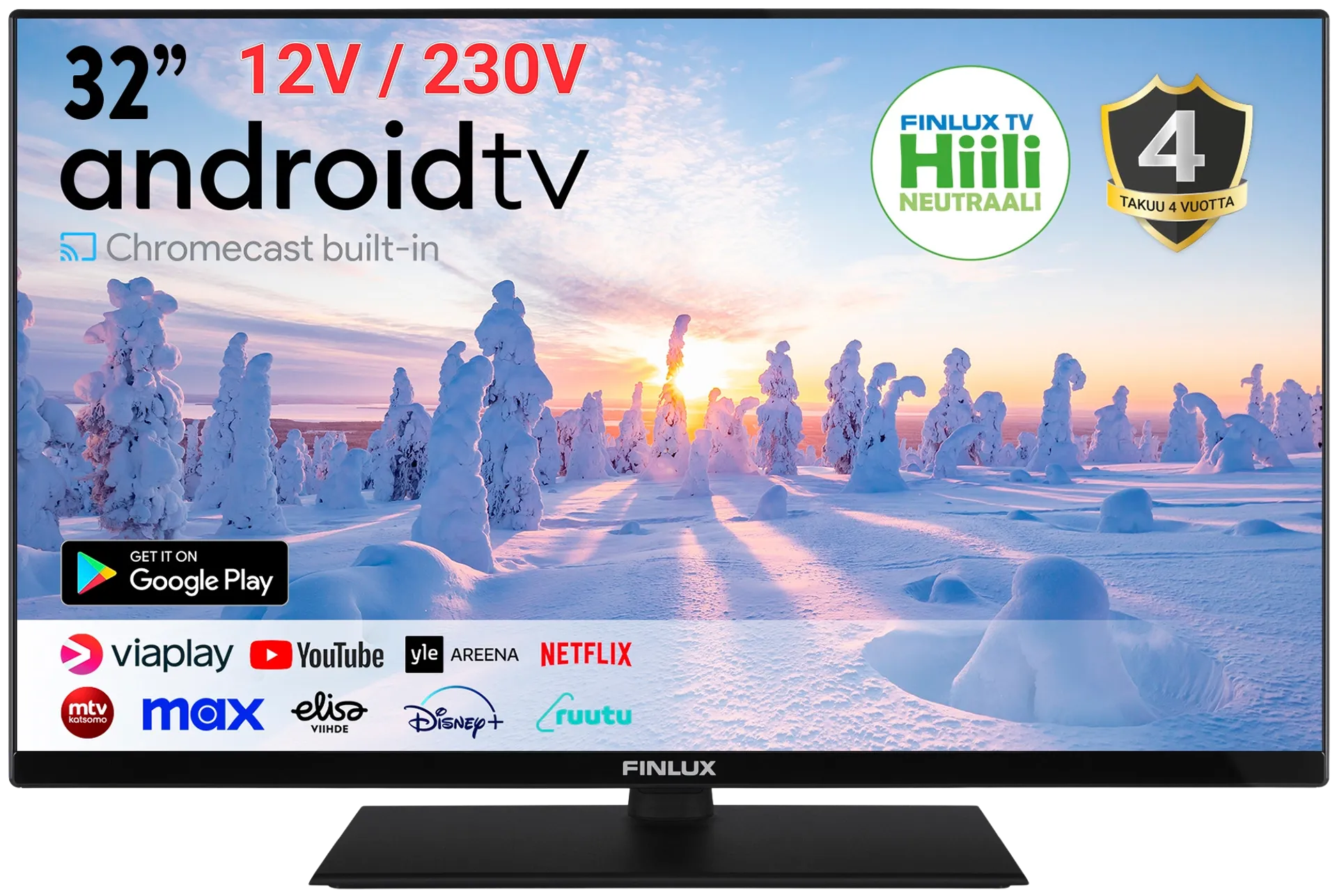 Finlux 32" FullHD Android Smart LED TV 12V sekä 230V käyttöjännitteellä 32M8.2ACI-12 - 3