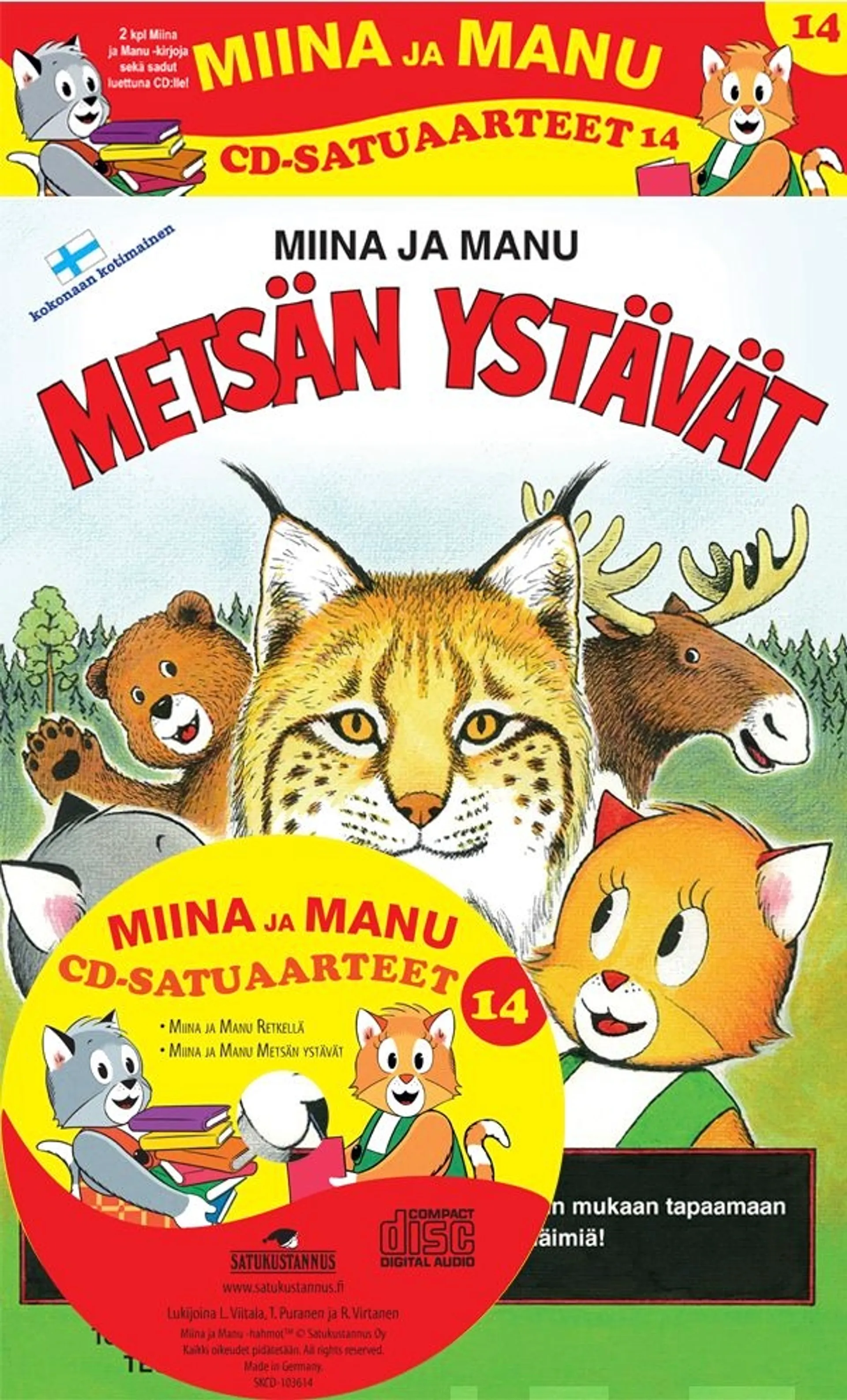 Teutori, Miinan ja Manun cd-satuaarteet 14 (2 kirjaa + cd-levy) - Miina ja Manu retkellä : Miina ja Manu metsän ystävät