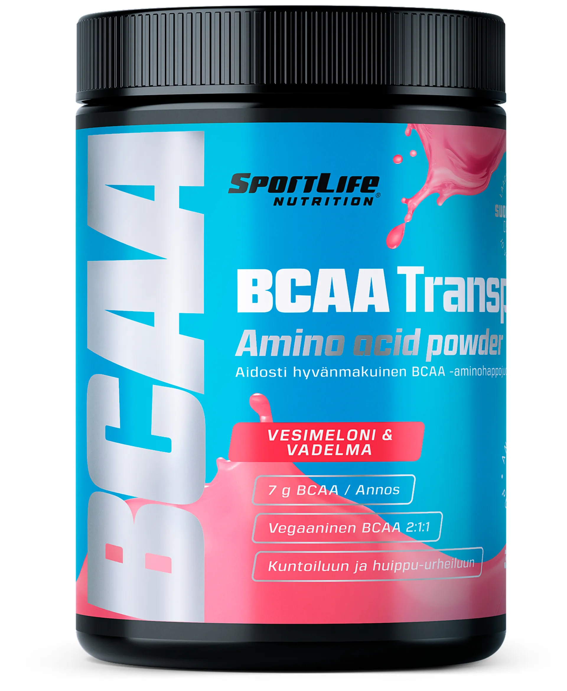 SportLife Nutrition BCAA Transport 300g vesimeloni-vadelma Treenin aikana nautittava aminohappojuoma