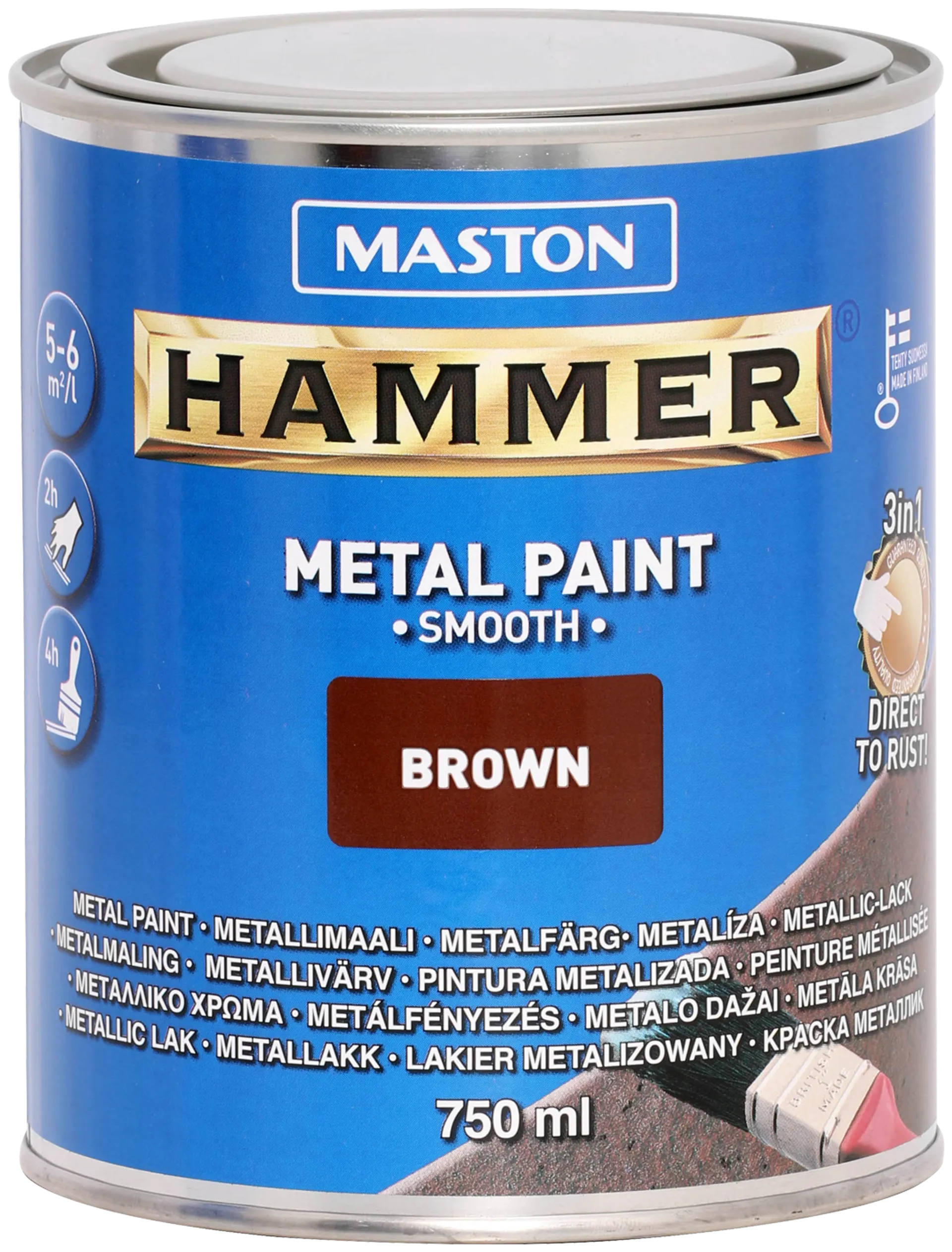Maston metallimaali Hammer Sileä ruskea 750 ml - 1