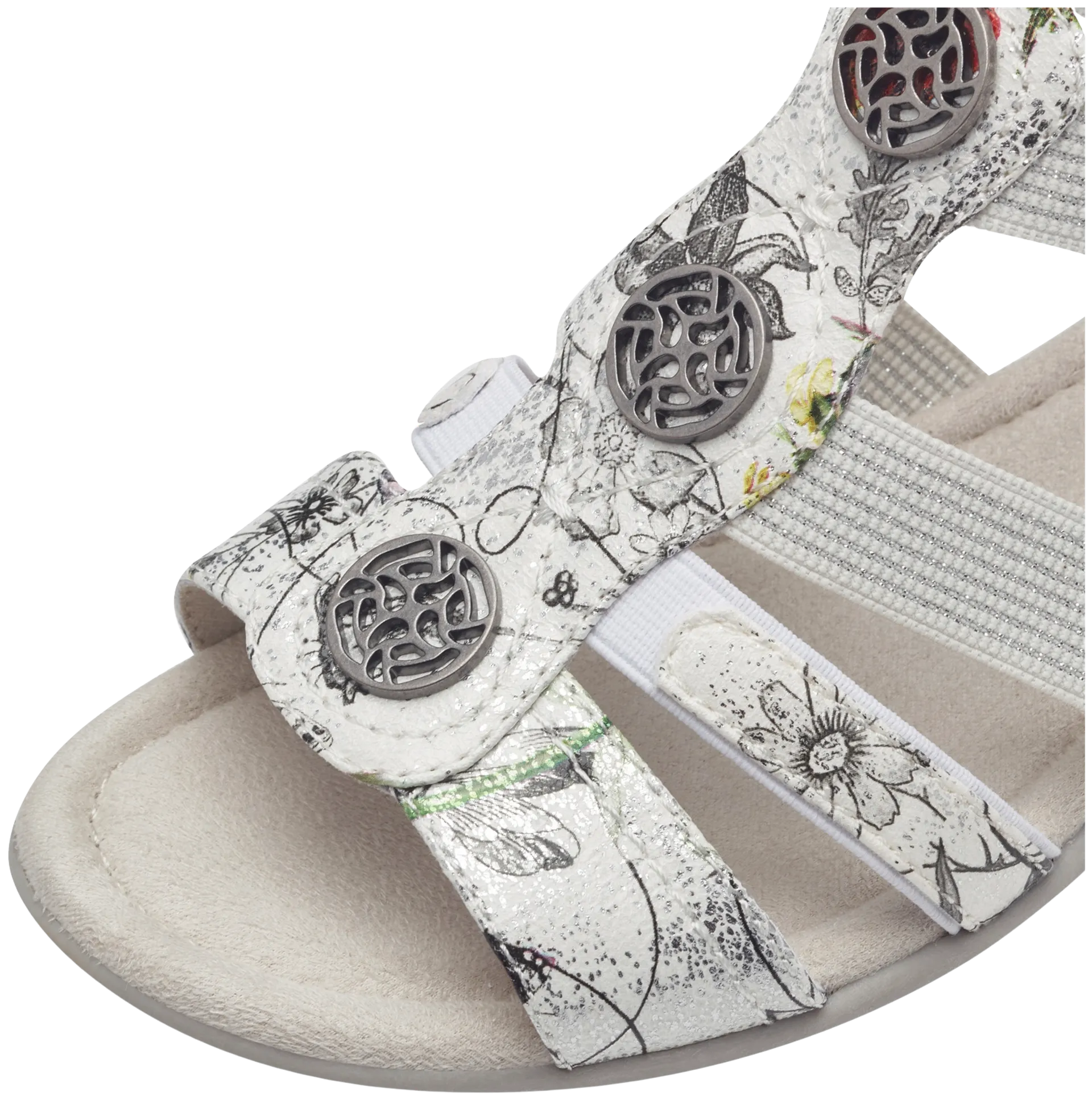 Jana naisten leveälestinen sandaali 28165 - White/flower - 5