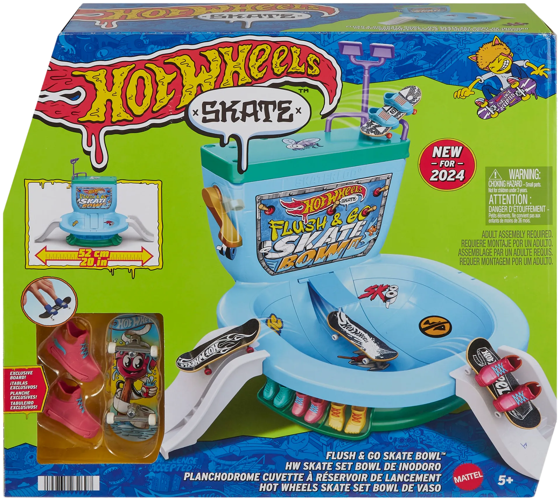 Hot Wheels Skate Flush & Go Skate Bowl -sormiskeittileikkisetti - 7