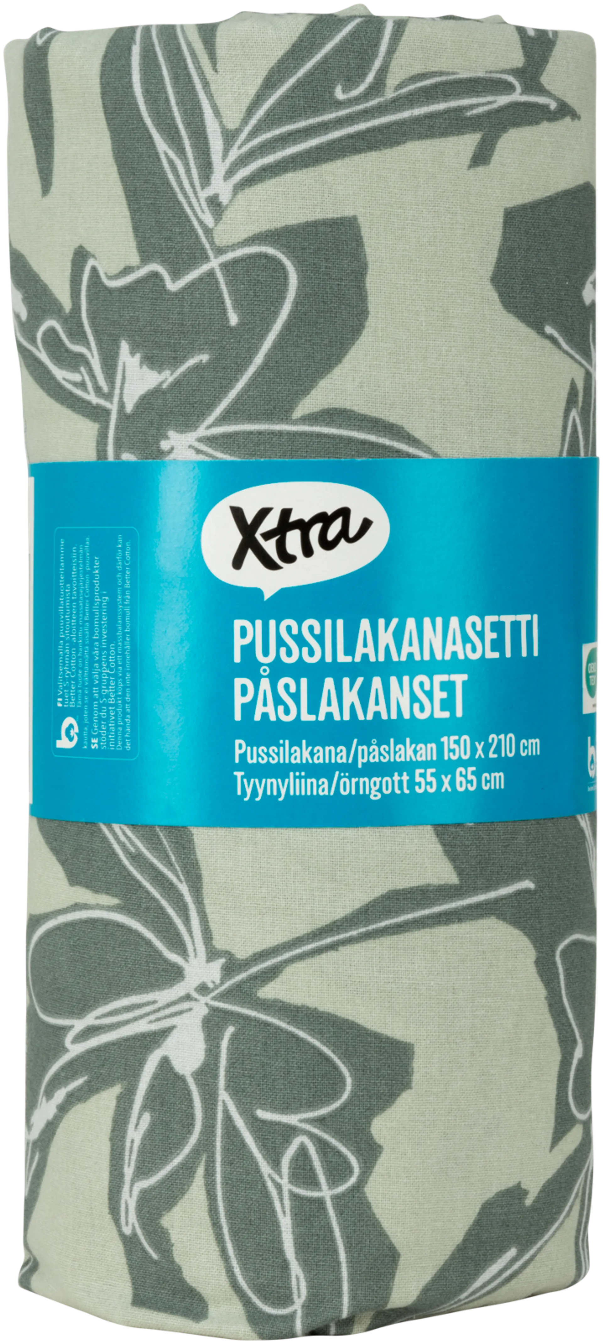 Xtra pussilakanasetti Vine 150x210 cm, tumman vihreä - 2