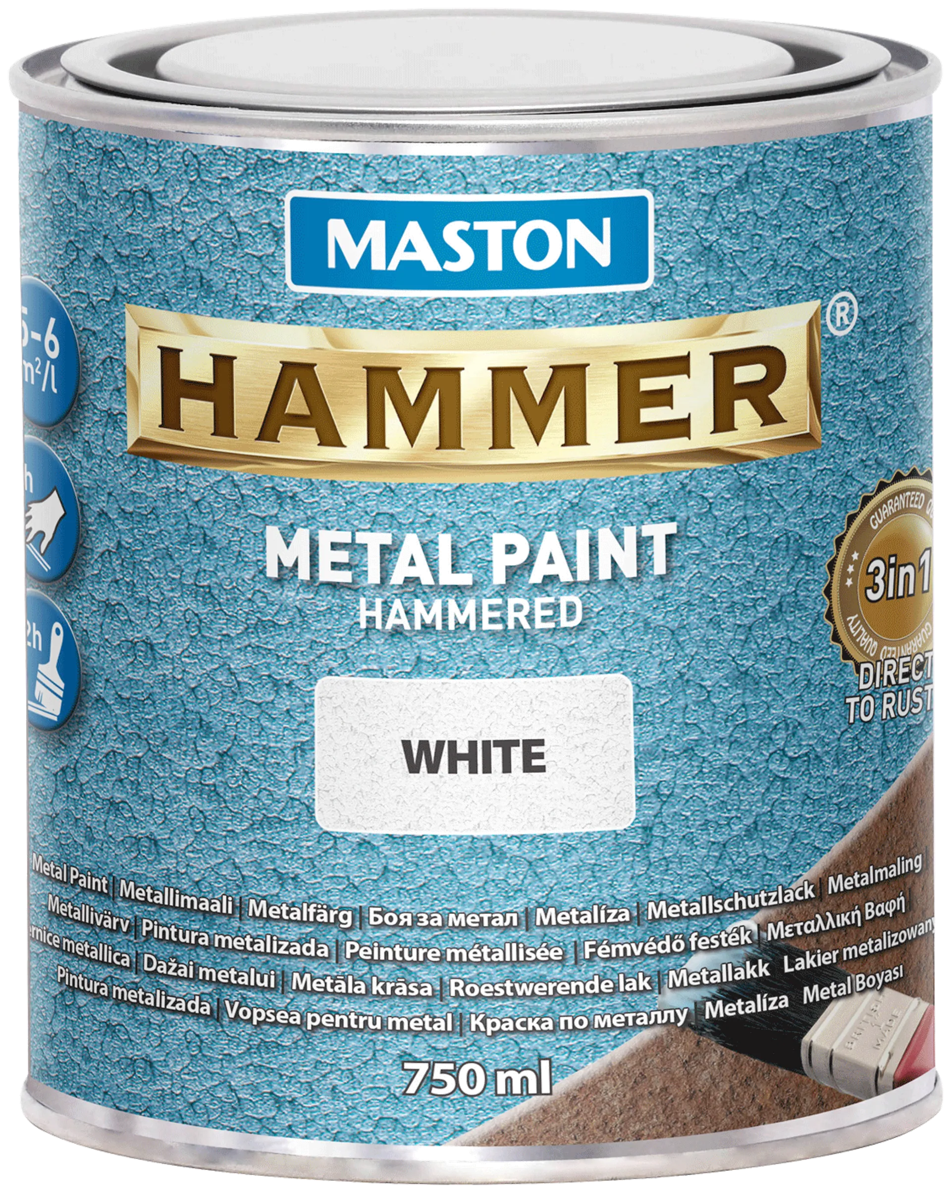 Maston metallimaali Hammer Vasaralakka valkoinen 750 ml - 1