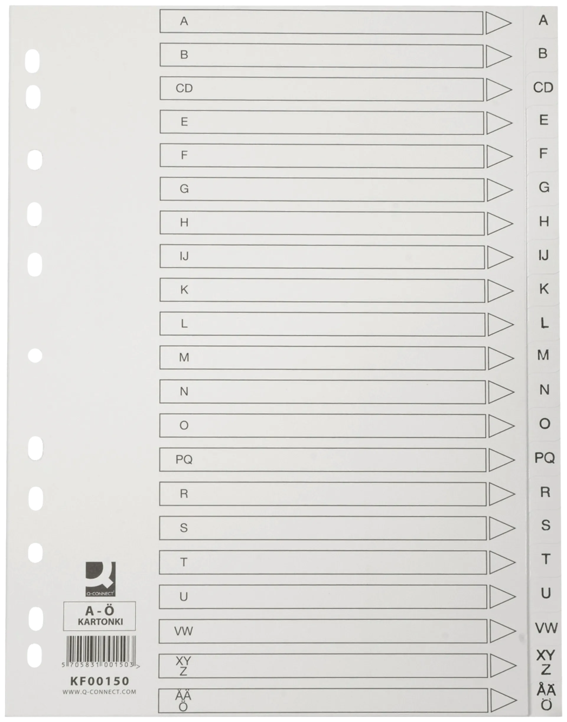 Q-Connect hakemisto A4 A-Ö kartonki valkoinen
