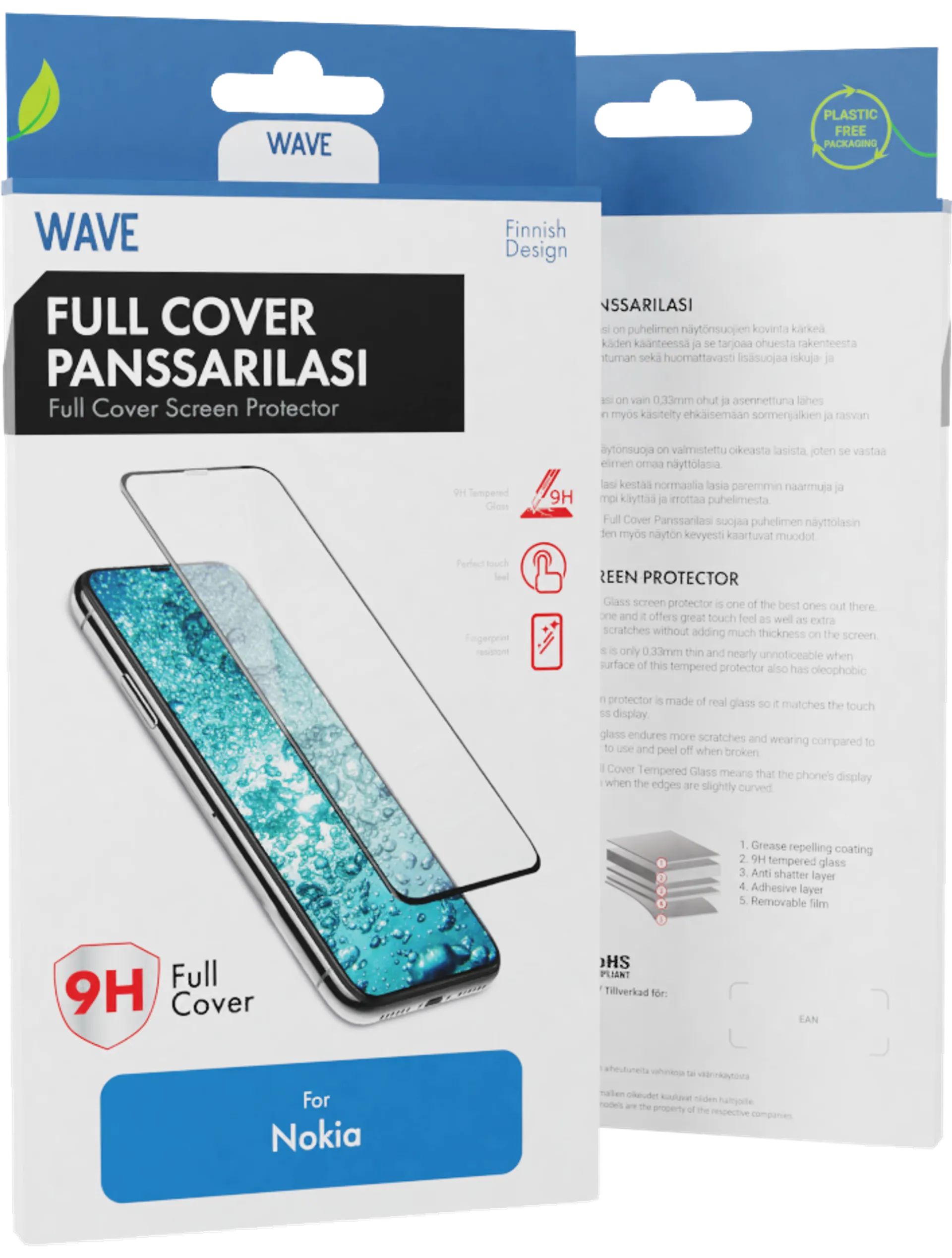 Wave Full Cover Panssarilasi, Nokia G22, Musta Kehys