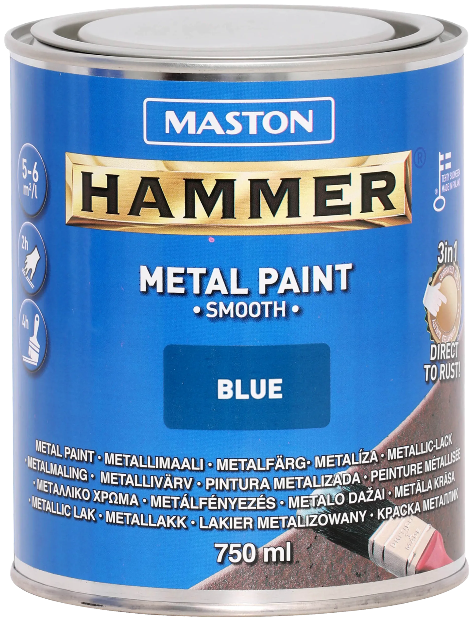 Maston metallimaali Hammer Sileä sininen 750 ml - 1