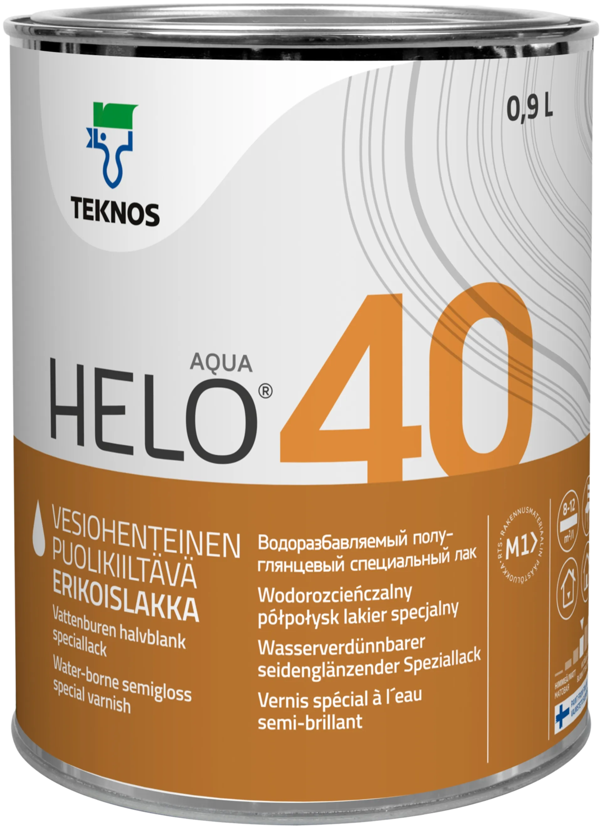Teknos Helo Aqua 40 Erikoislakka 0,9L väritön sävytettävissä puolikiiltävä