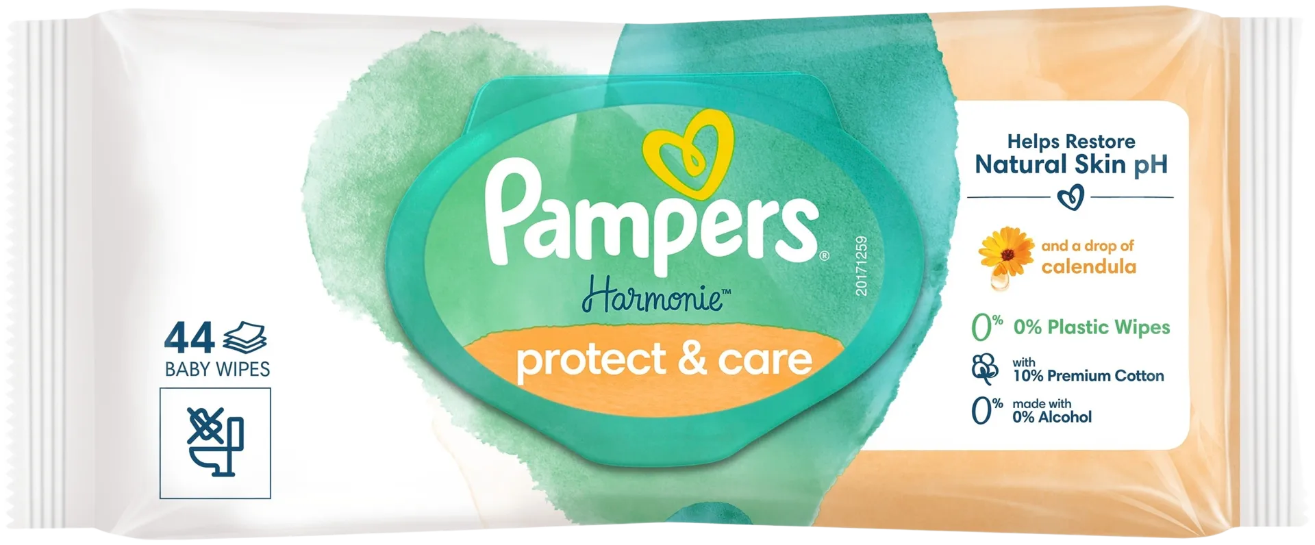 Pampers Harmonie protect & care 44kpl puhdistuspyyhe