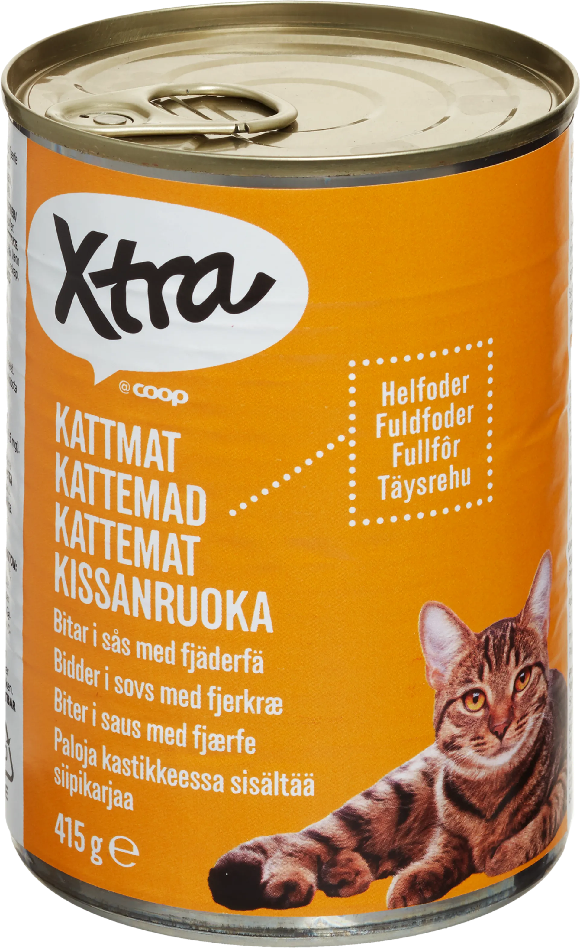 Xtra kissanruoka paloja kastikkeessa, sisältää siipikarjaa 415 g