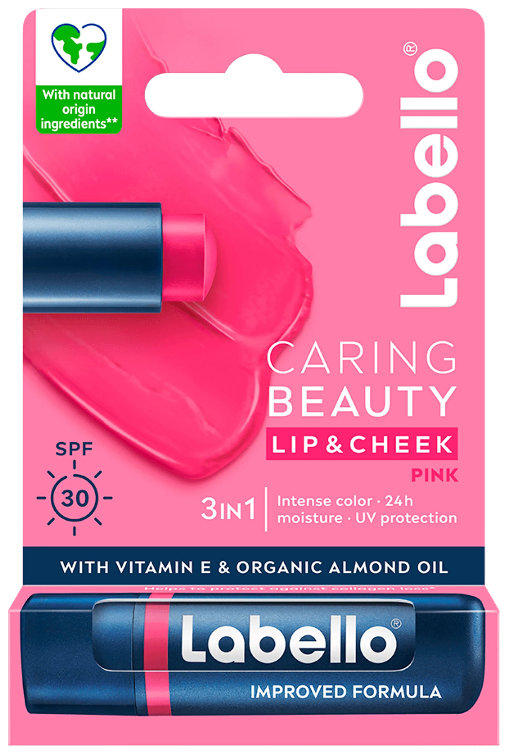 Labello 4,8g Caring Beauty Pink - sävyttävä voide huulille ja poskille